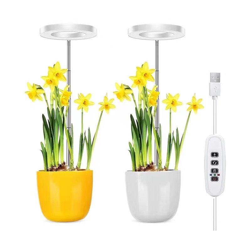 Angel Halo Ring LED Plant Grow Light, Full Spectrum Warm White & Red Blue for Succulents, Flowers, Adjustable Height and Angle, USB Powered Stake Lamp for — image 4