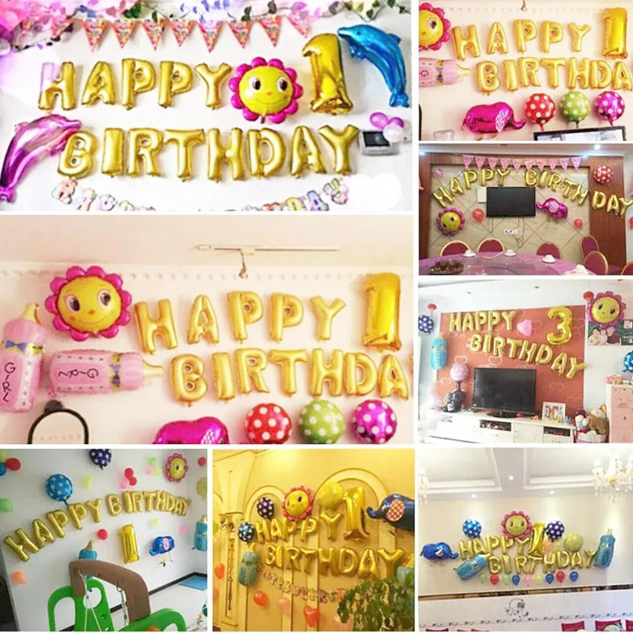40Cm 3D Happy Birthday Letters Balloons Inflating Foil Banner Bunting Celebrate - Rose Gold โ image 5