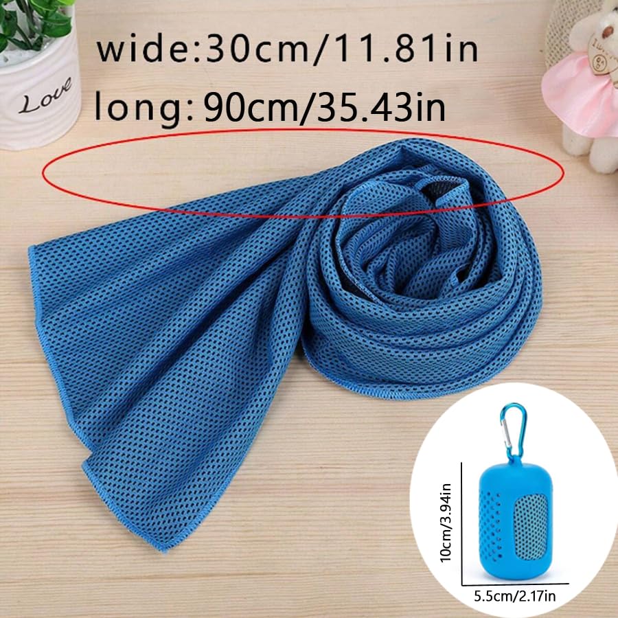 Instant Cooling Towel – Quick-Dry Sport Towel with EVA Storage Case & Carabiner Clip, Ideal for Gym, Outdoor, Travel Swimming(Blue) — image 2