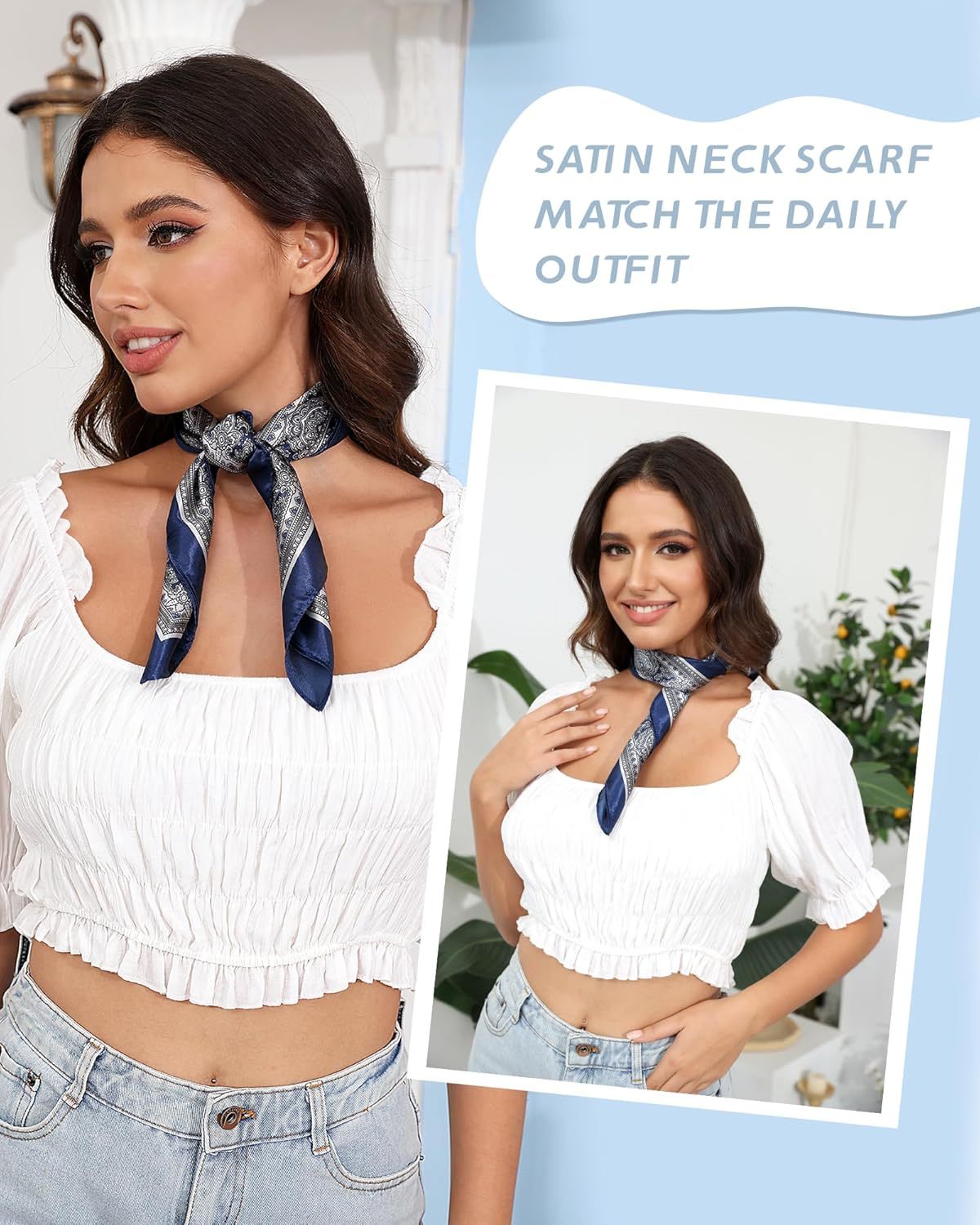 23” Satin Bandanas or Women Head Scar Like Silk Scar or Hair Scar Satin Neck Scar Silk Hair Bandana Headscar — image 4
