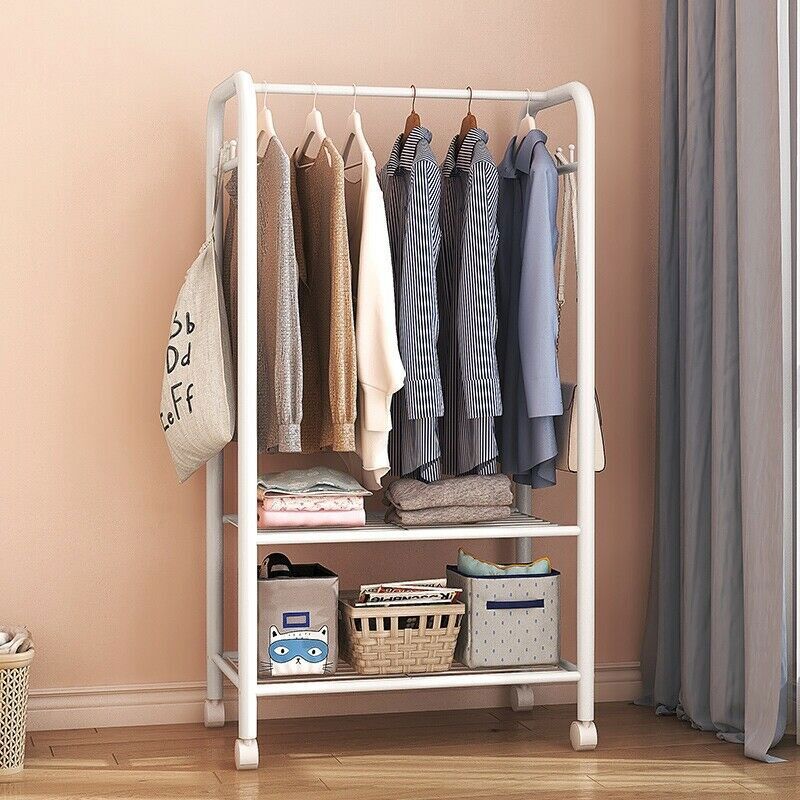 2Tier Rolling Free-Standing Clothing Garment Rack Closet Organizer Open Wardrobe — image 4