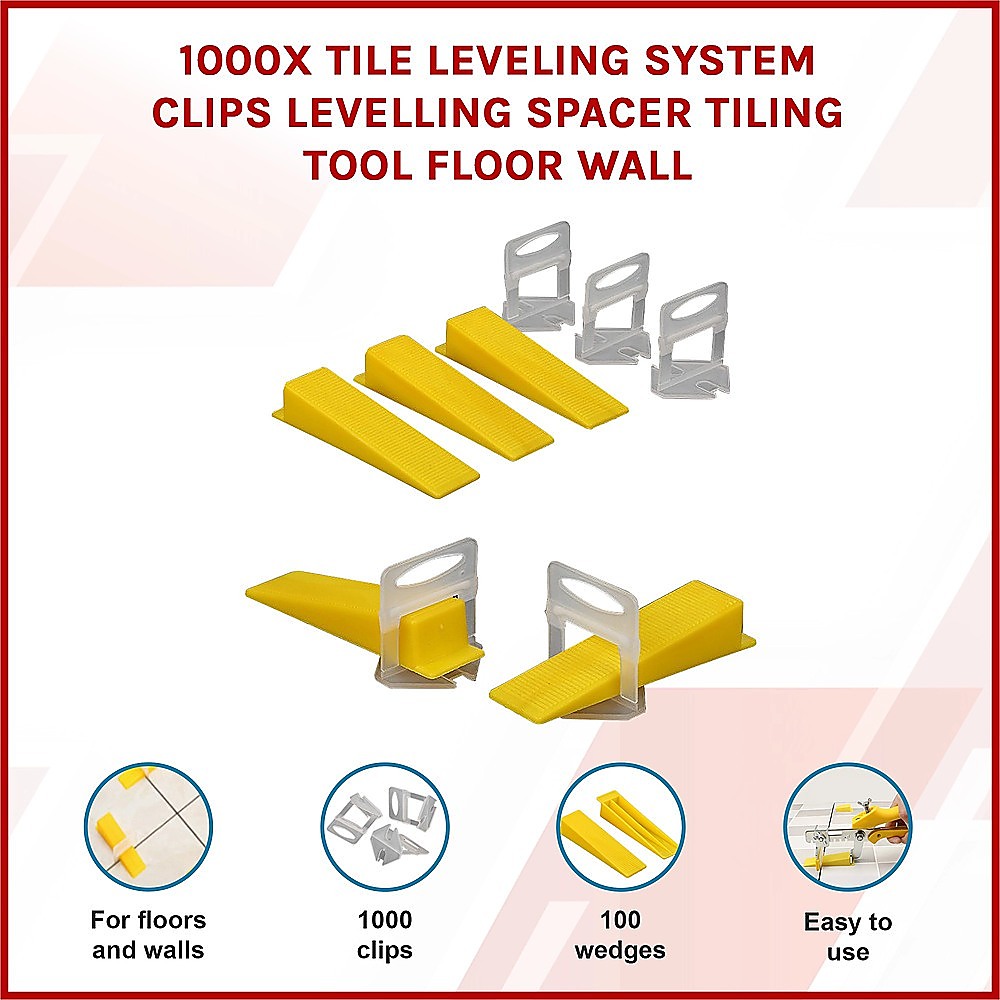 1000 Pack Tile Levelling System Clips Floor And Wall Tiling Spacers For Accurate Tile Alignment — image 3