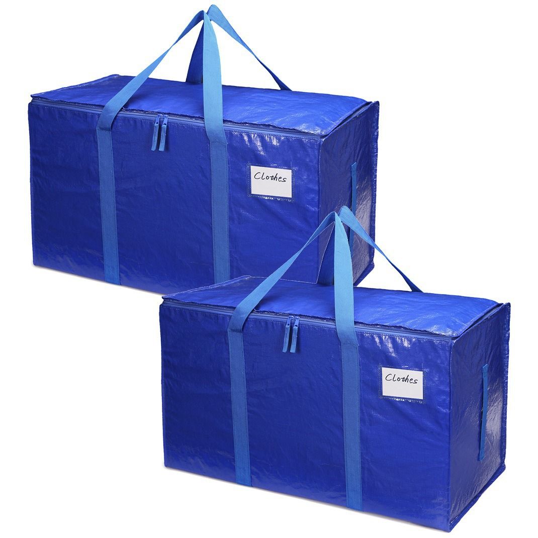 Moving Bags PE Woven Zipper Storage Cube Blue 【69*35*38】 — image 2