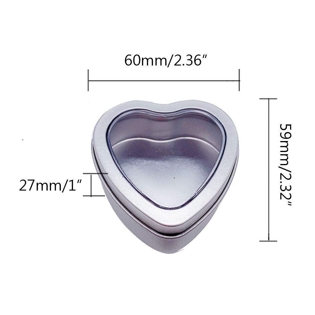 2-Pack Empty Heart Shaped Silver Metal Tins with Clear Window for Candle Making, Candies, Gifts & Treasures โ image 4