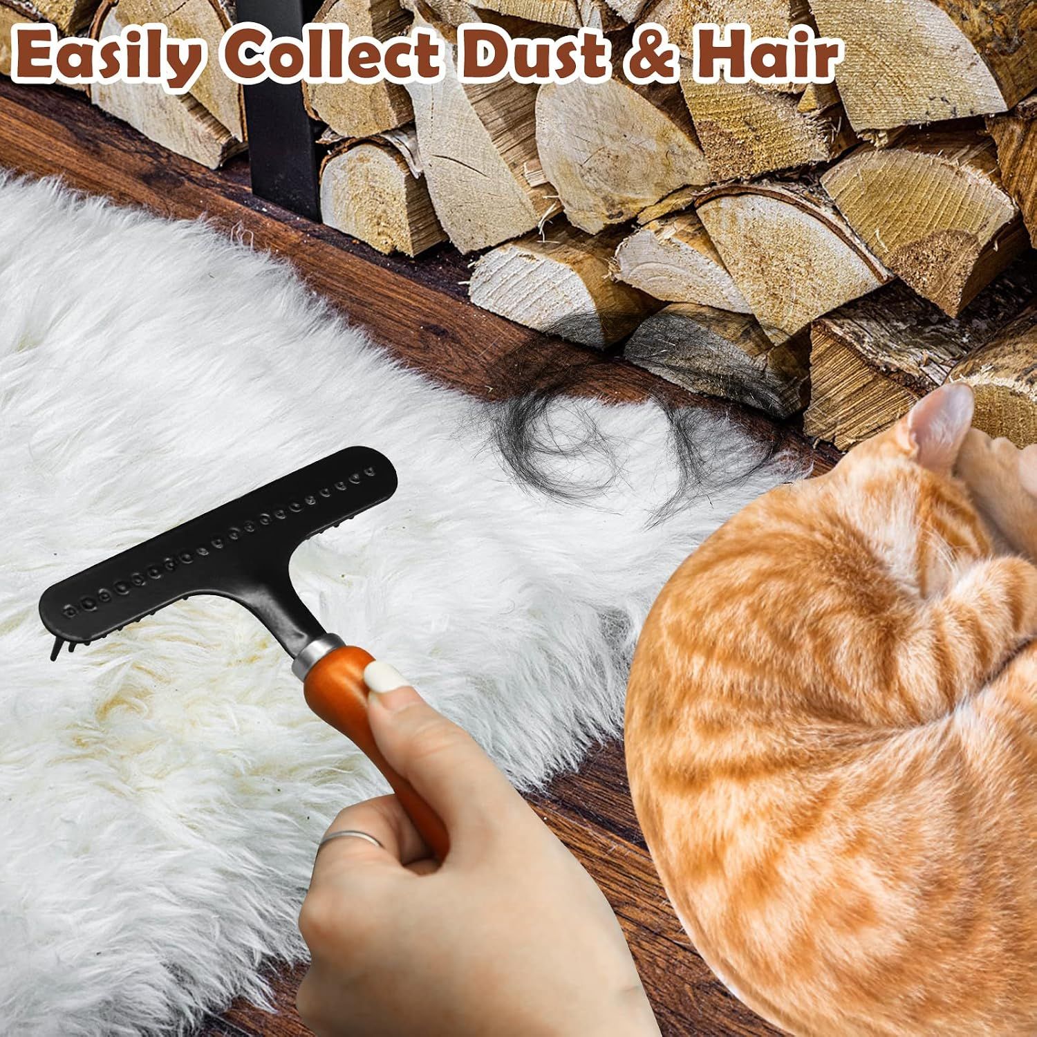 Portable Carpet Rake for Matted and Shag Rugs, Handheld Carpet Grooming Tool for Pet Hair, Deep Cleaning and Fluffy Pile Care, Black, 15.2 x 11 cm โ image 4