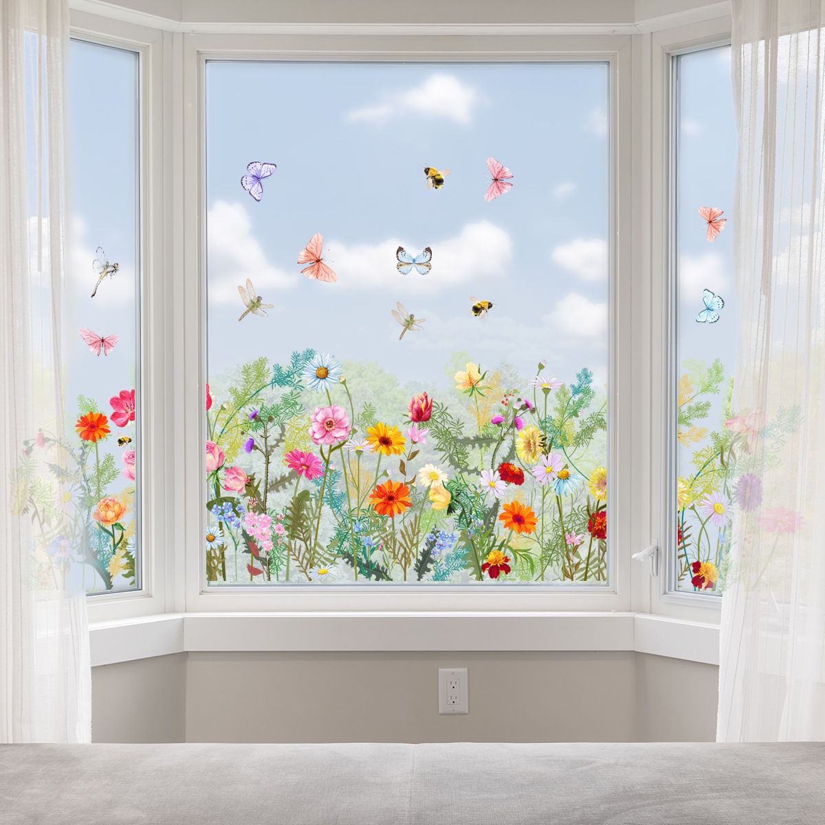 2pc Spring Window Clings Spring Decoration Summer Window Cling Double-Sided Reusable Anti-Collision Peel and Stick Removable — image 4