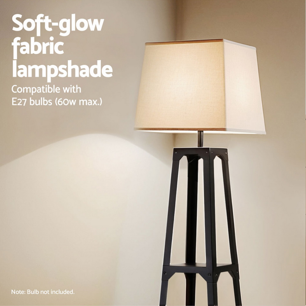 Artiss Floor Lamp 3 Tier Shelf Storage LED Light Stand Home Room Vintage White โ image 5