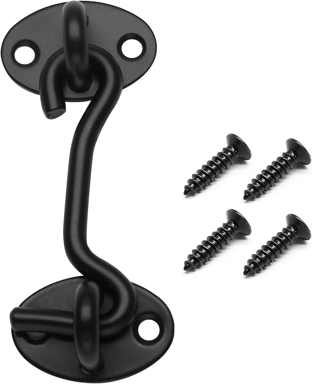 Biaungdo Heavy Duty Hook and Eye Latch, 3 Inch Black Privacy Hook Barn Door Lock Easy Lock, Stainless Steel Gate Latch for