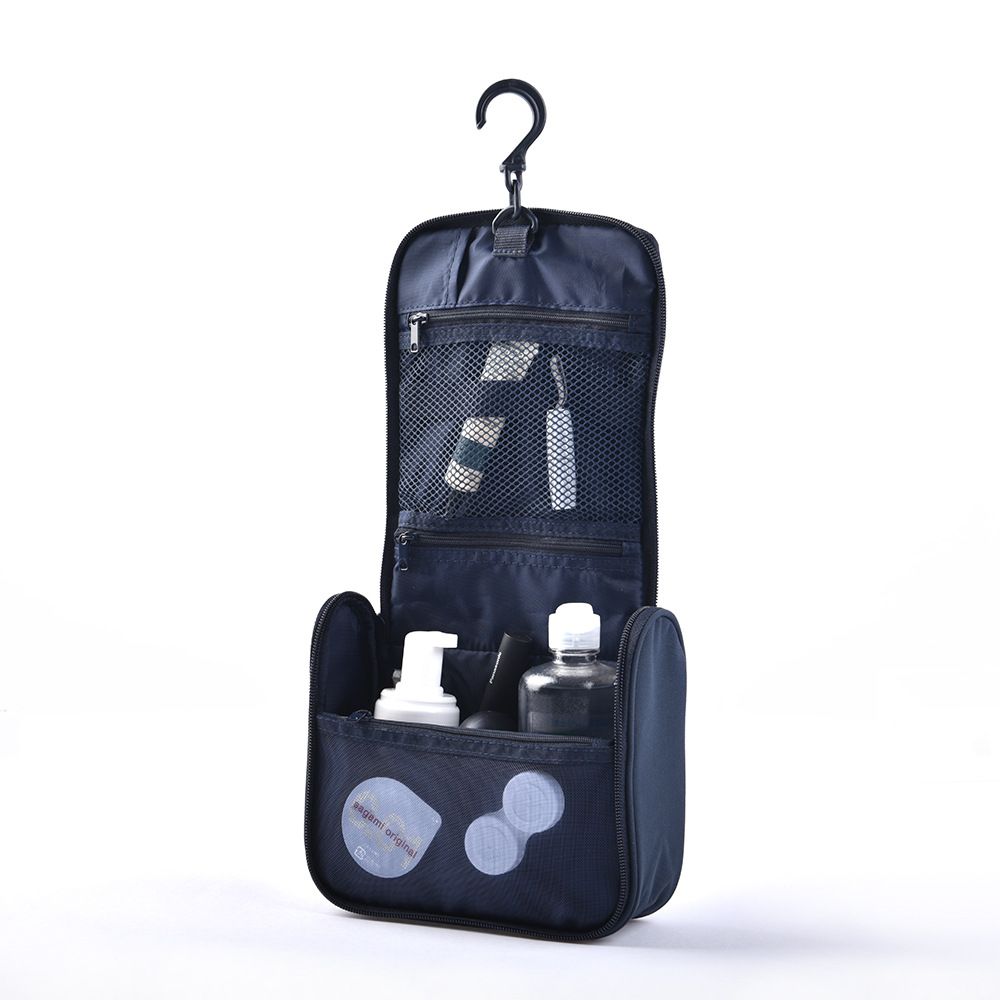 Hanging Toiletry Bag Polyester Travel Storage Organizer HB8012-1 black wash bag About 16x19x6cm โ image 5