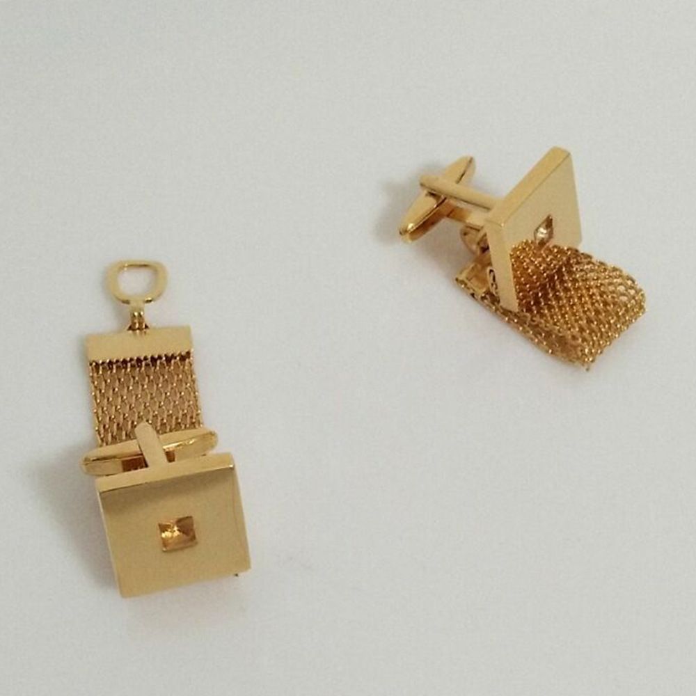 Mens Cufflinks with Chain - Shiny Gold Tone Shirt Accessories - Party Gifts for Young Men, for Wedding Party Anniversary — image 5