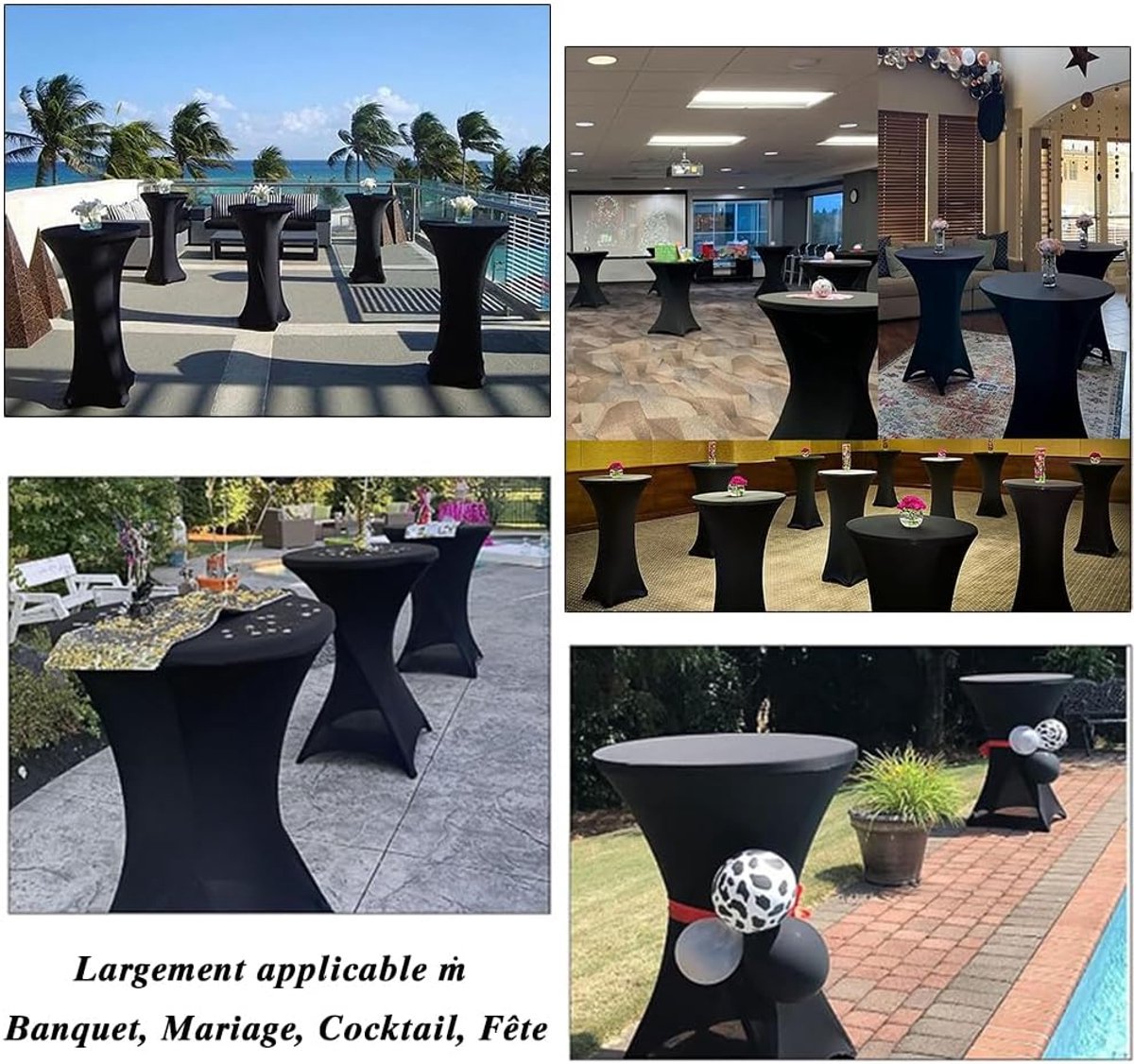 1 Piece High Tablecloth - High Table Skirt - 80 x 110 cm - Extendable High Tablecloth - Stretch High Table Cover - Round High Tablecloth - High Table Party — image 6