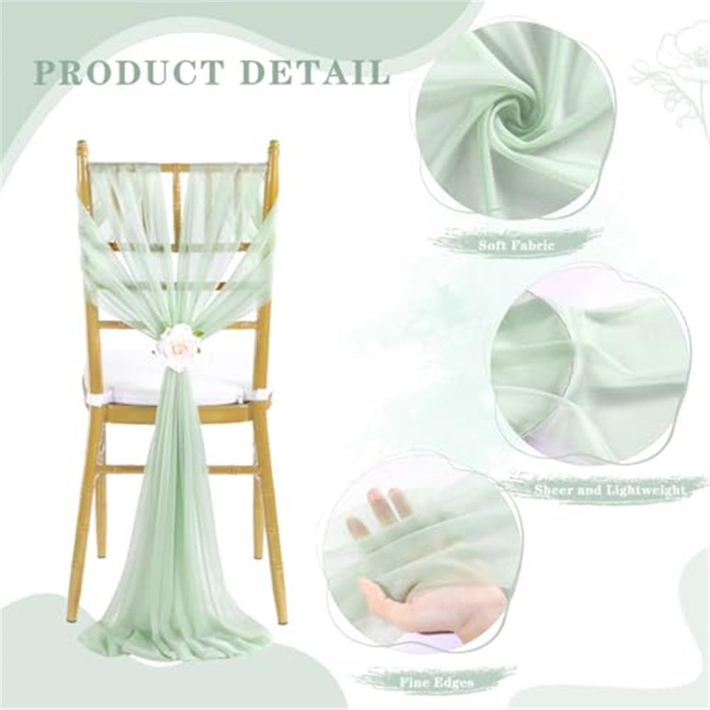 Long Wedding Chair Sashes 16 Pieces Green Draping Fabric for Ceremony Reception Outdoor Chair Decorations โ image 4