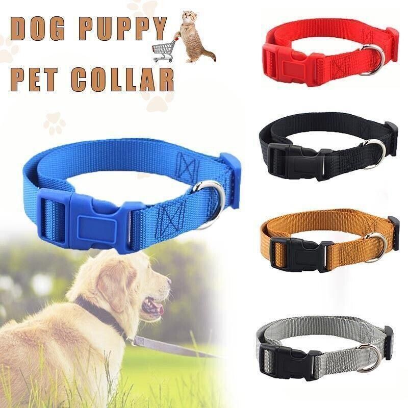 L Size Dog Puppy Pet Collar Adjustable Nylon Toy Large Pink Blue Red Black - Yellow — image 2