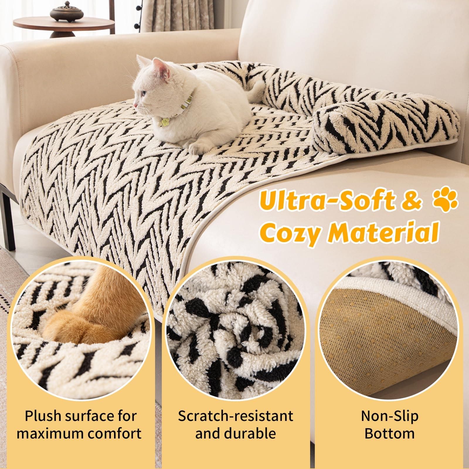 Ultra-Soft Plush Pet Sofa Bed with Bolster Support, Washable Couch Protector Mat for Cats and Small to Medium Dogs, Multi-Scenario Use for Home, Car, or — image 4