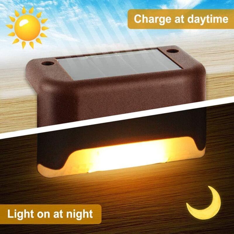 8 Pieces Solar Light, LED, for Stairs, Deck, Outdoor Black Shell Warm White — image 3