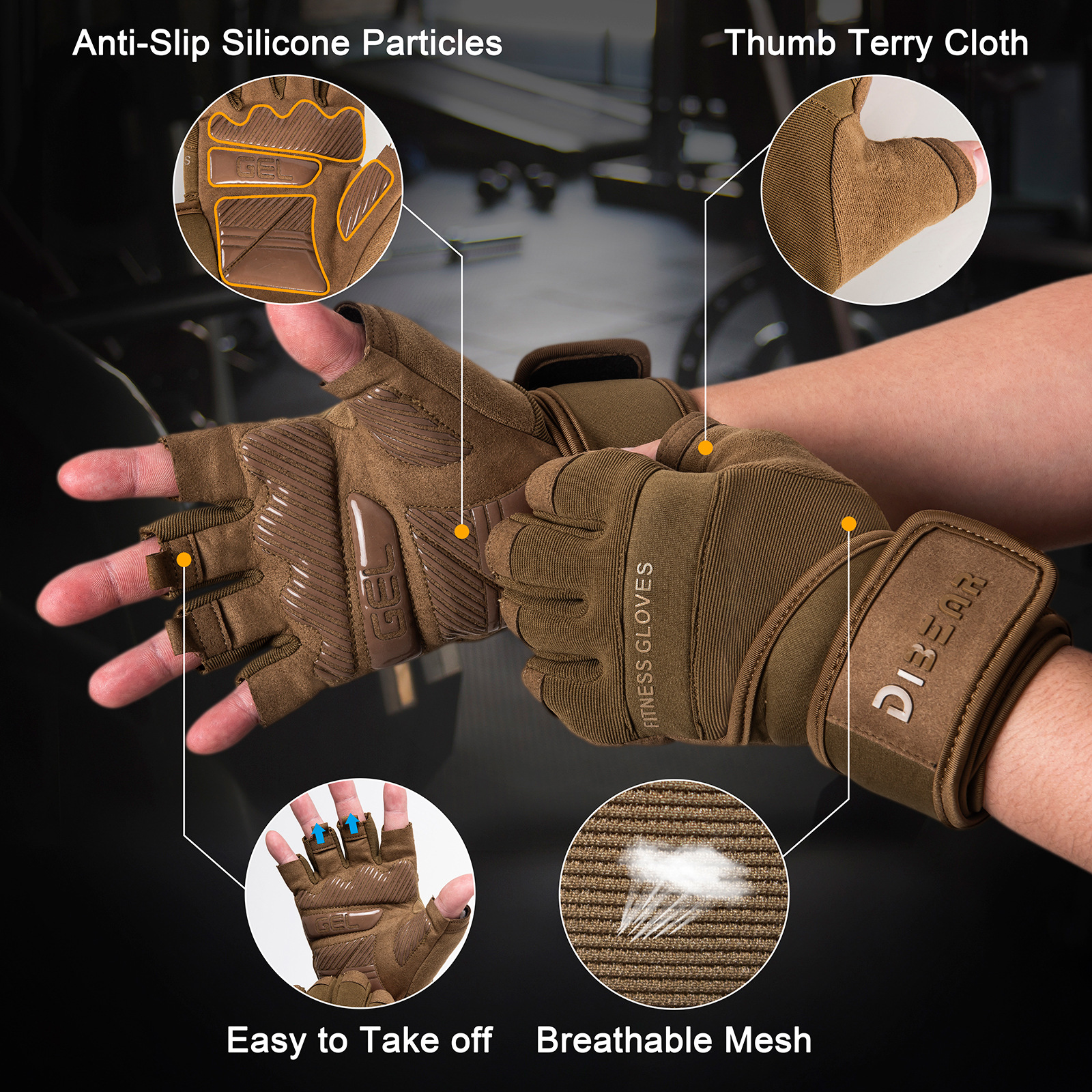 Size XXL Green Heavy Duty Workout Gloves with Wrist Support - Anti-Slip Gel Padded Gym Gloves for Weightlifting, Training & Fitness