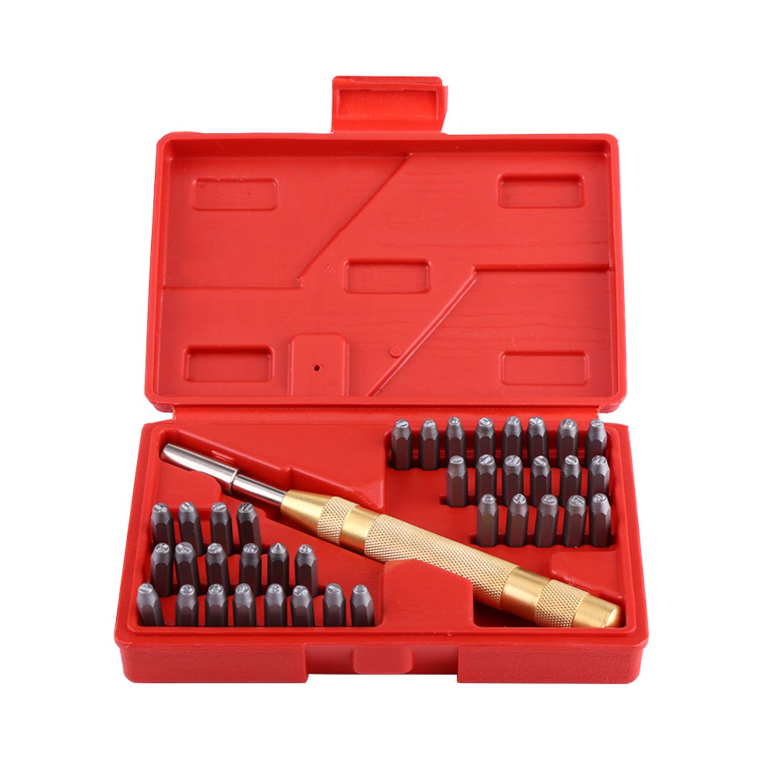 38pc Automatic Letter Number Stamping Metal Punch Stamp Set Tool Kit for Plastics Leather Mark — image 3