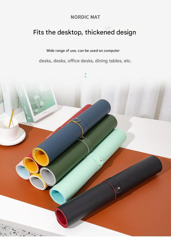 2 PCS Smoky pink/light blue Extra-Large Leather Table Mat for Study & Work - Pad for Students & Office Use (60x30cm) โ image 3