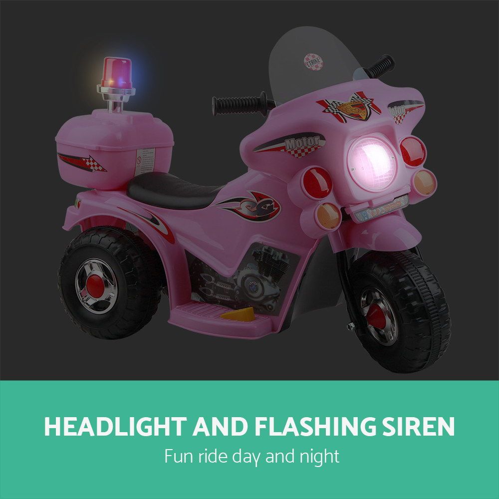 Rigo Kids Electric Ride On Police Motorcycle Motorbike 6V Battery Pink — image 5
