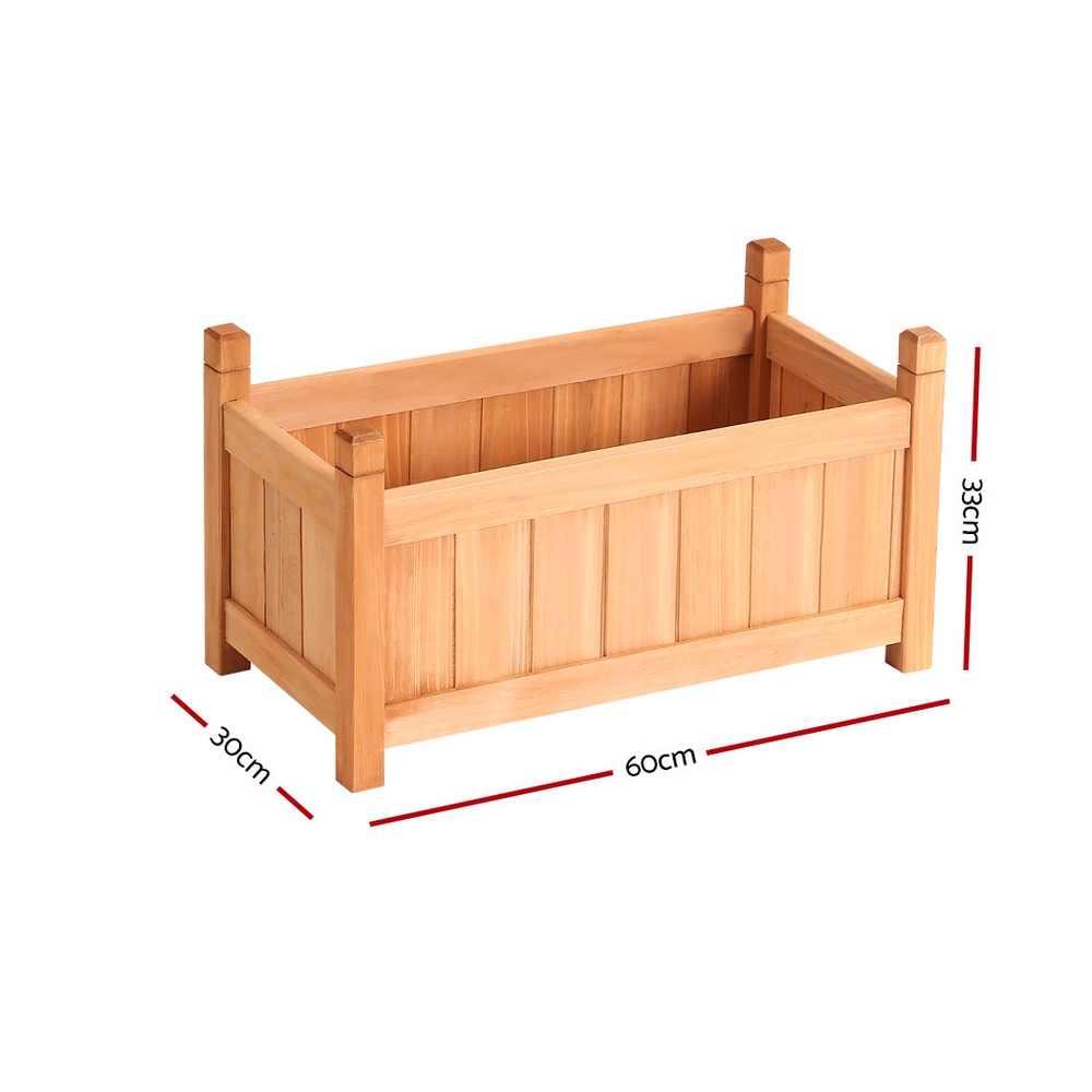 Green Fingers Garden Bed 60x30x33cm Wooden Planter Box Raised Container Growing β image 2
