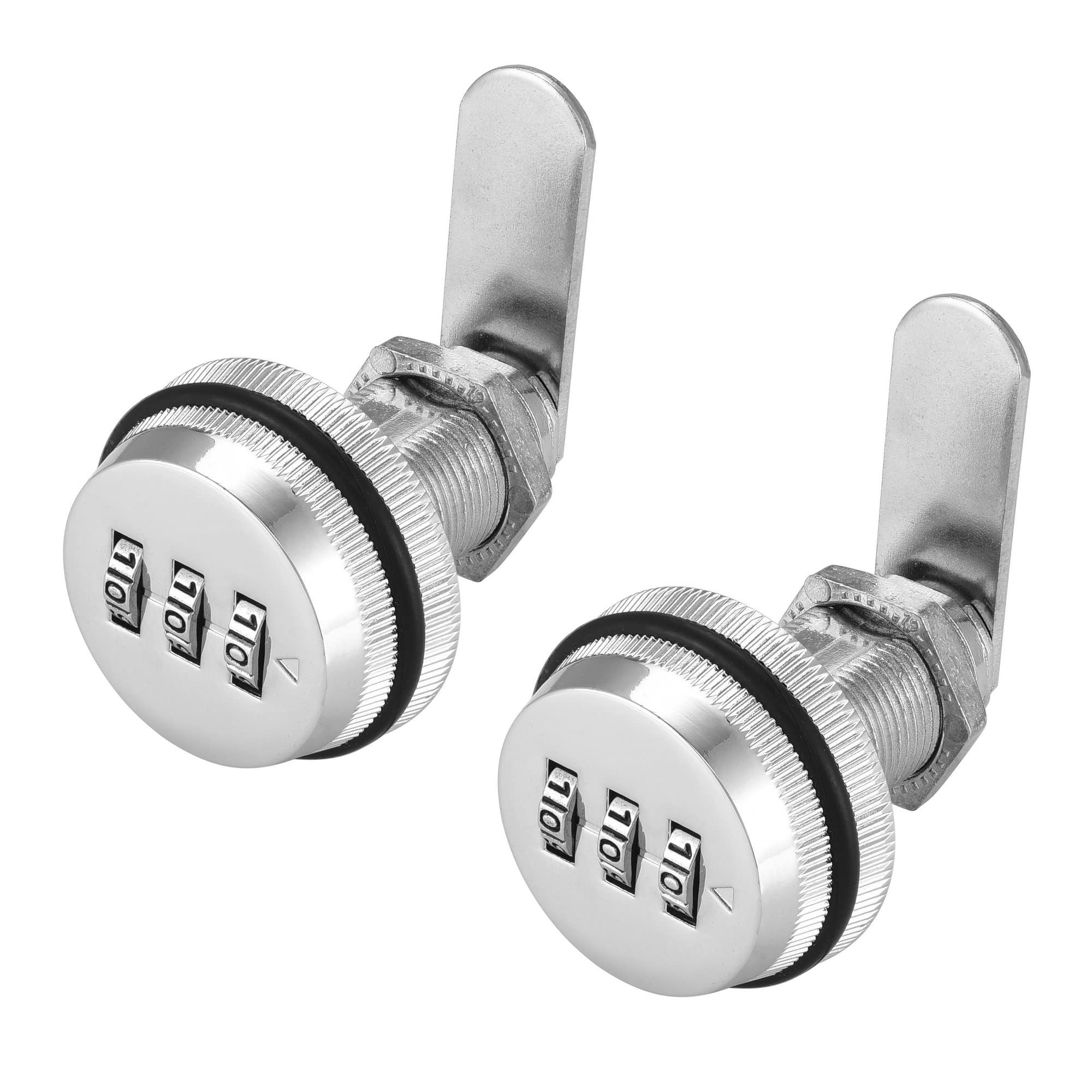 2 Pack Combination Cam Lock Password Coded Lock 3-Digit Security Cabinet Cam Lock 3/4 Inch Cylinder Chrome Finish Drawer