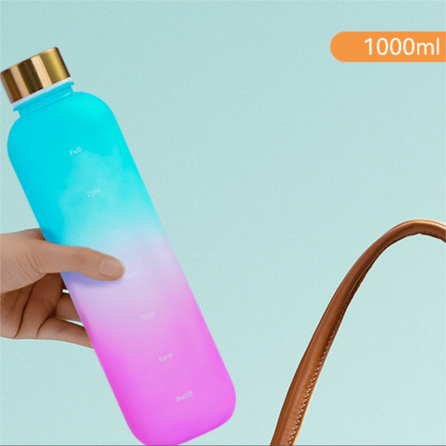 Water Bottle Portable Travel Student Fashion Matte Gradient Copper Cap Sports Outdoor Space Plastic Cup — image 5