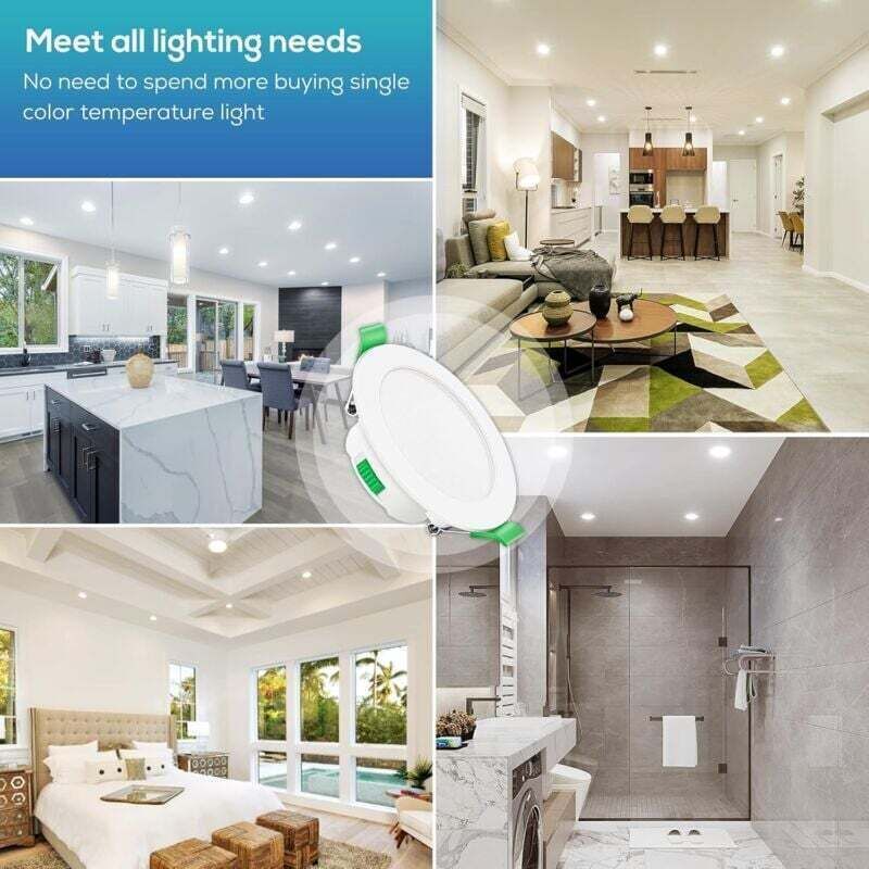 6 Pack Recessed LED Spotlight, 230V, 7W, Dimmable, Ip44. Recessed Spotlights for Bathroom and Kitchen, 3000K 4000K 6500K Recessed Spotlights, 68 mm — image 3
