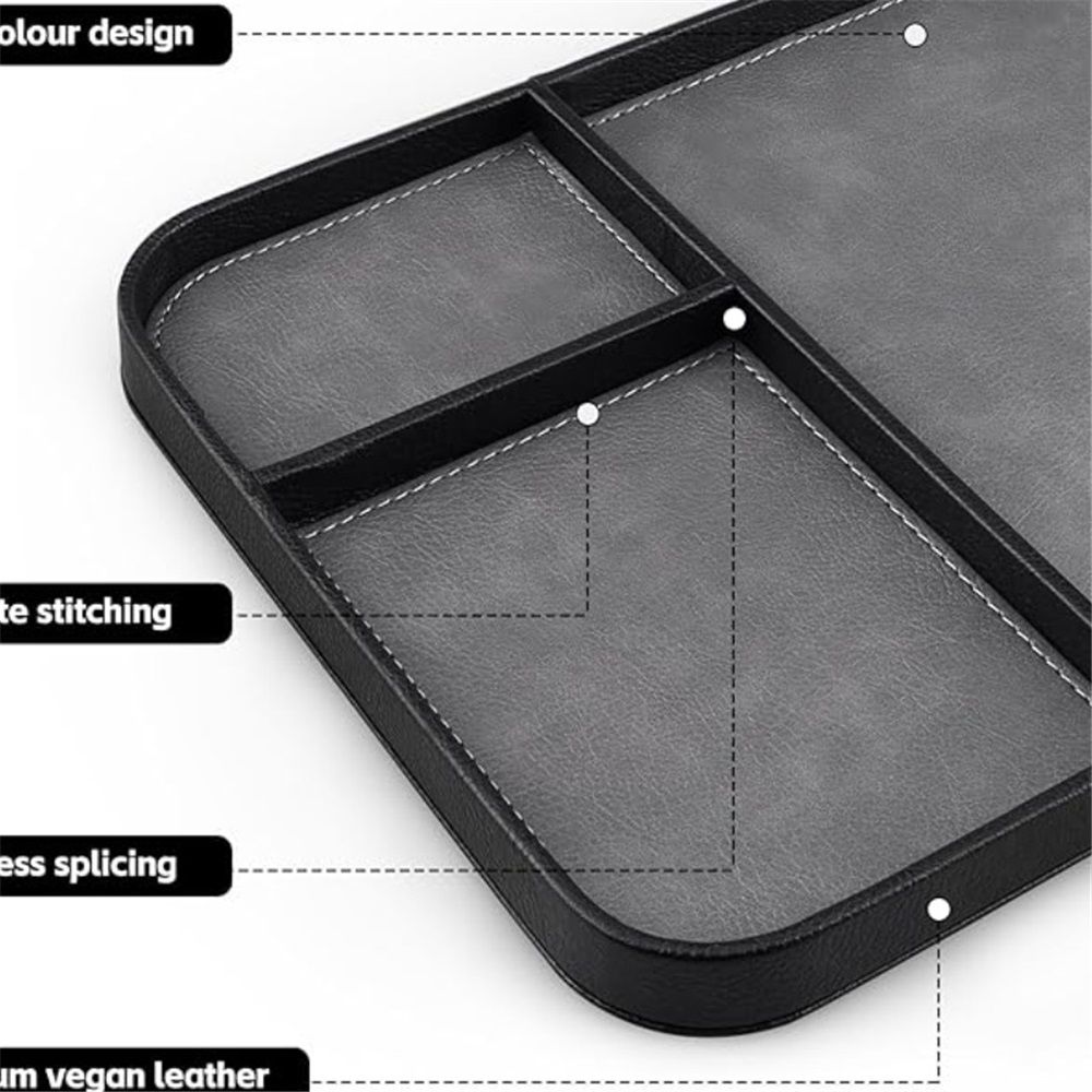 Leather tray - Men's fashionable bedside table storage - Key, watch, wallet, jewelry, watch, miscellaneous tray(grey) — image 4