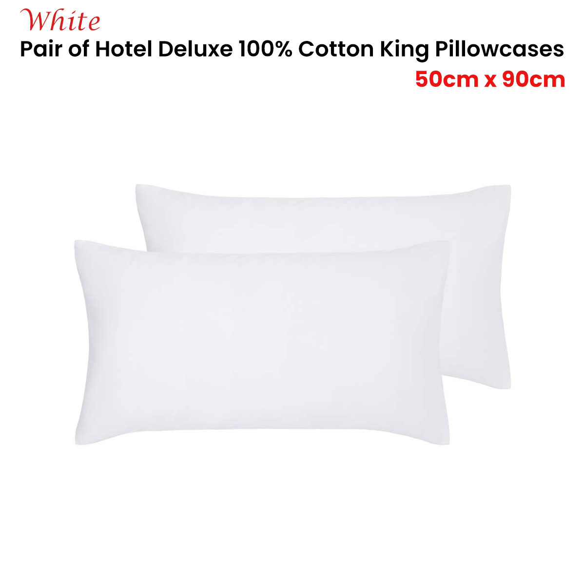 Accessorize Pair of White Hotel Deluxe Cotton King Pillowcases 50cm x 90cm โ image 2