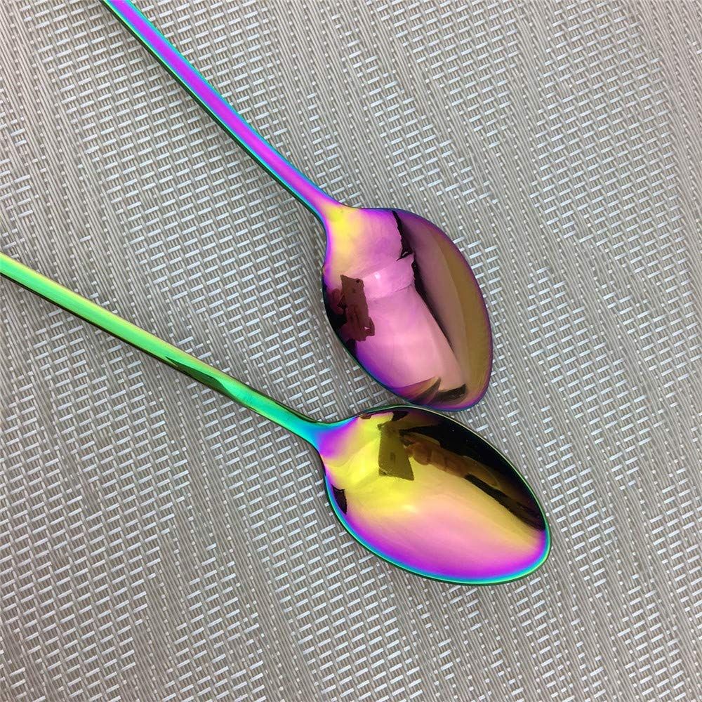 Colorful Teaspoons Set of 4, Stainless Steel Rainbow Muticolorful Silverware Dessert Spoon, Coffee Spoon, Mirrored Finish โ image 4