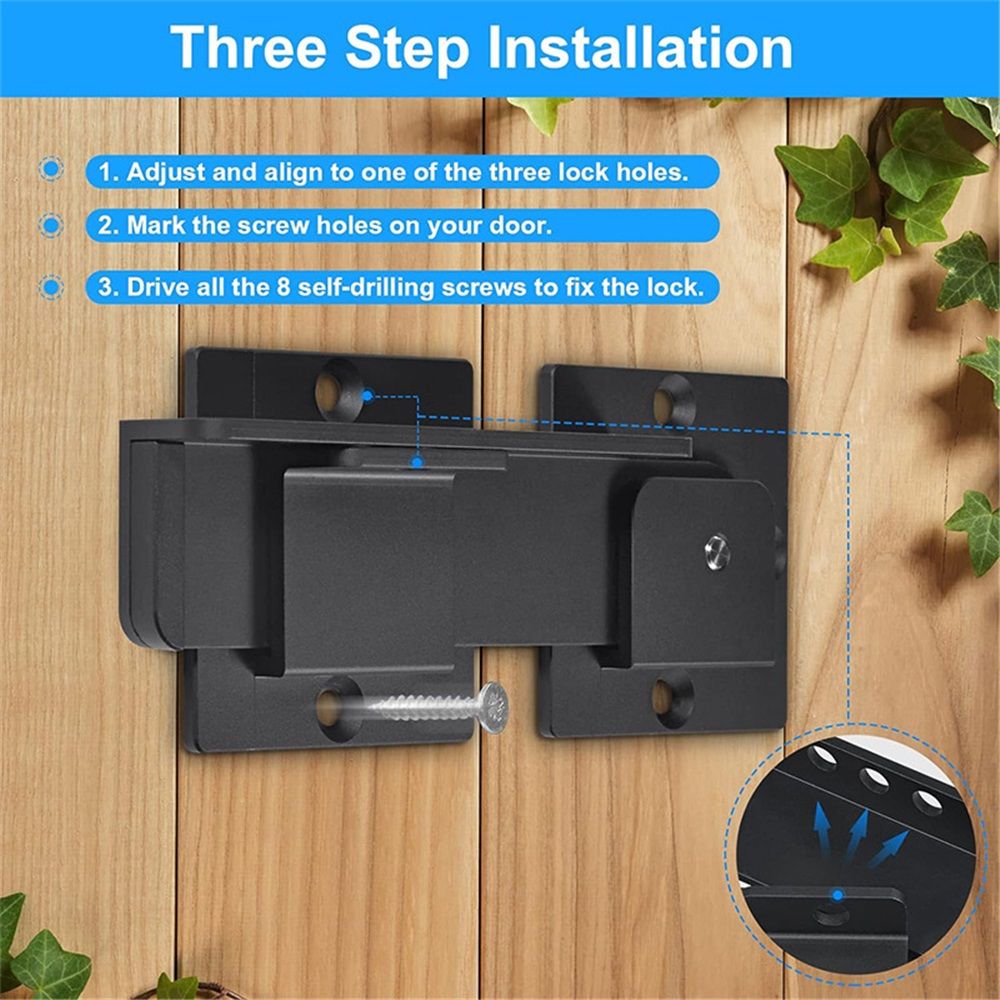 7.5" Flip Gate Latch Lock with Padlock Holes, 4mm Heavy Duty Aluminum Alloy Door Latch for Outdoor Wooden Fence, Swing and Sliding Open Gate, Double Gate, Barn โ image 4