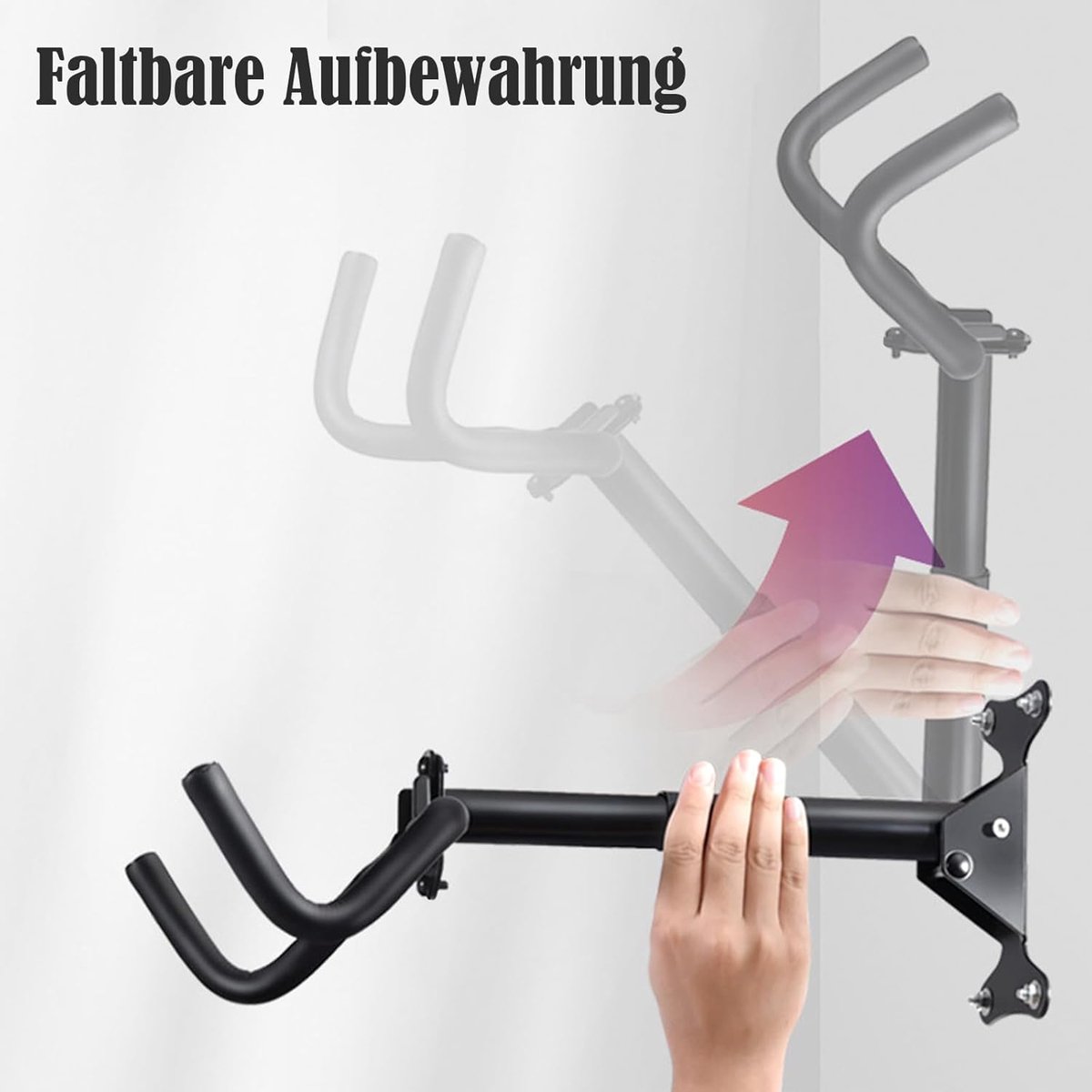 Bike rack - Wall-mounted bike rack - Stainless steel, can support 30 kg - Adjustable handlebar angle - Retractable wall-mounted bike rack - Suitable for indoor — image 2