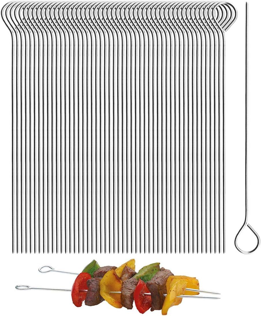 5.9 Inch Stainless Steel Skewer Grilling Shish Kebob,Cocktail Sticks,Reusable Martini Glass Picks 50pcs