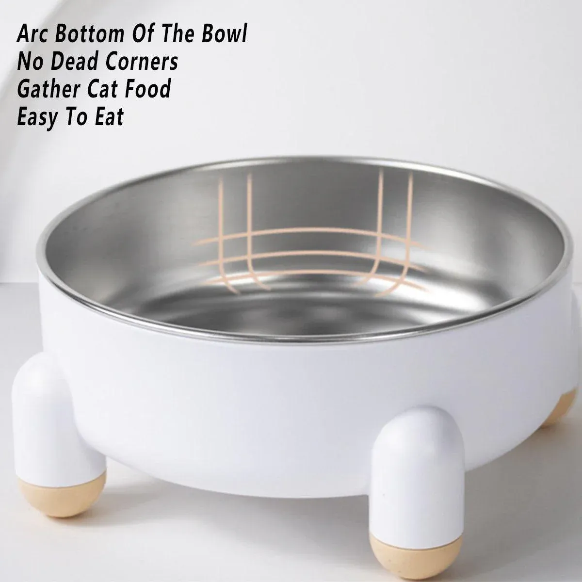Anti-Tip Stainless Steel Dog Bowl Pet Basin for Dogs Cats Durable Feeding Dish - White — image 6