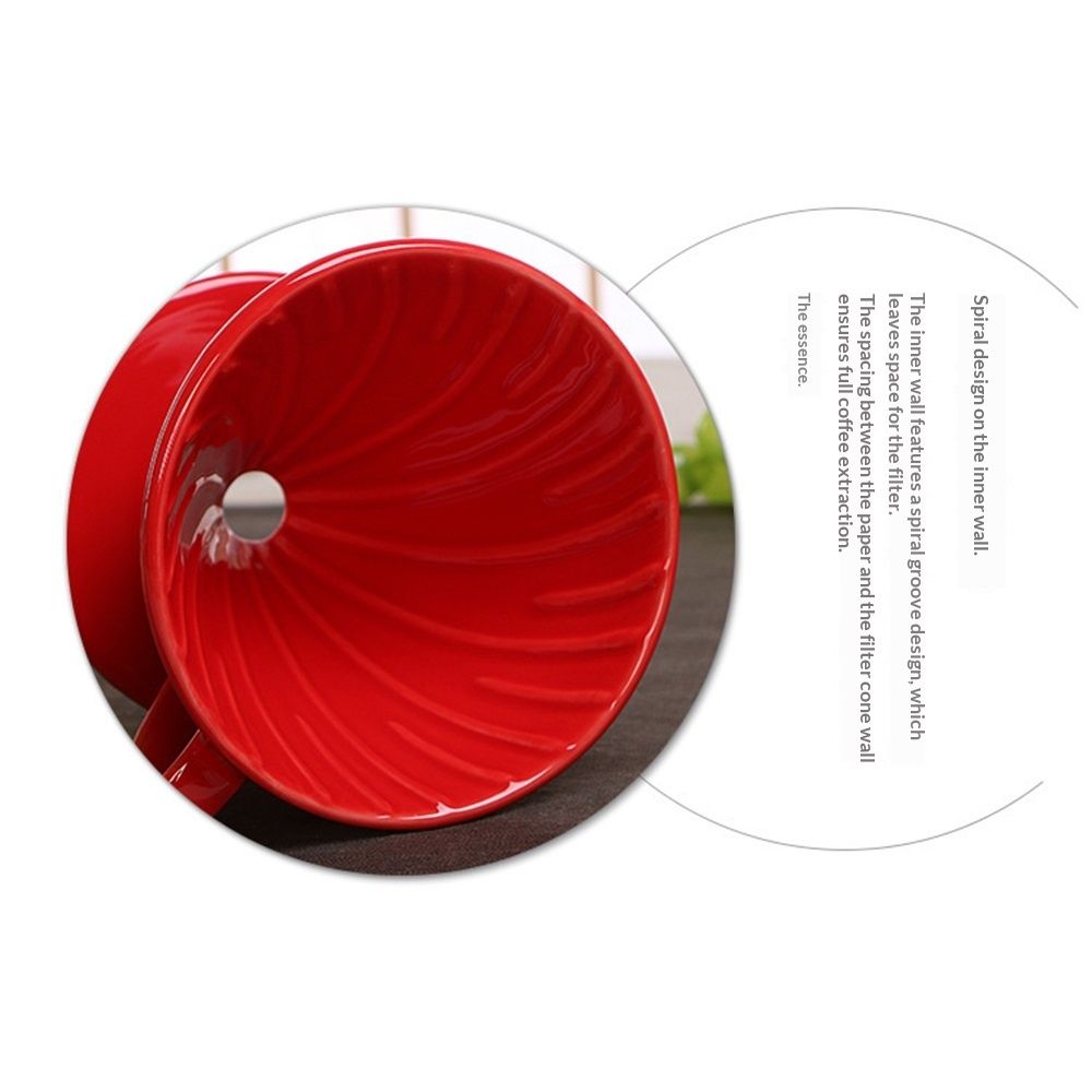 Pour Over Coffee Maker, Single Cup Coffee Dripper, Manual Porcelain Slow Brewing Accessories for Travel, Camping, Office, Home, Cafe, Coffee Gifts (Red — image 4