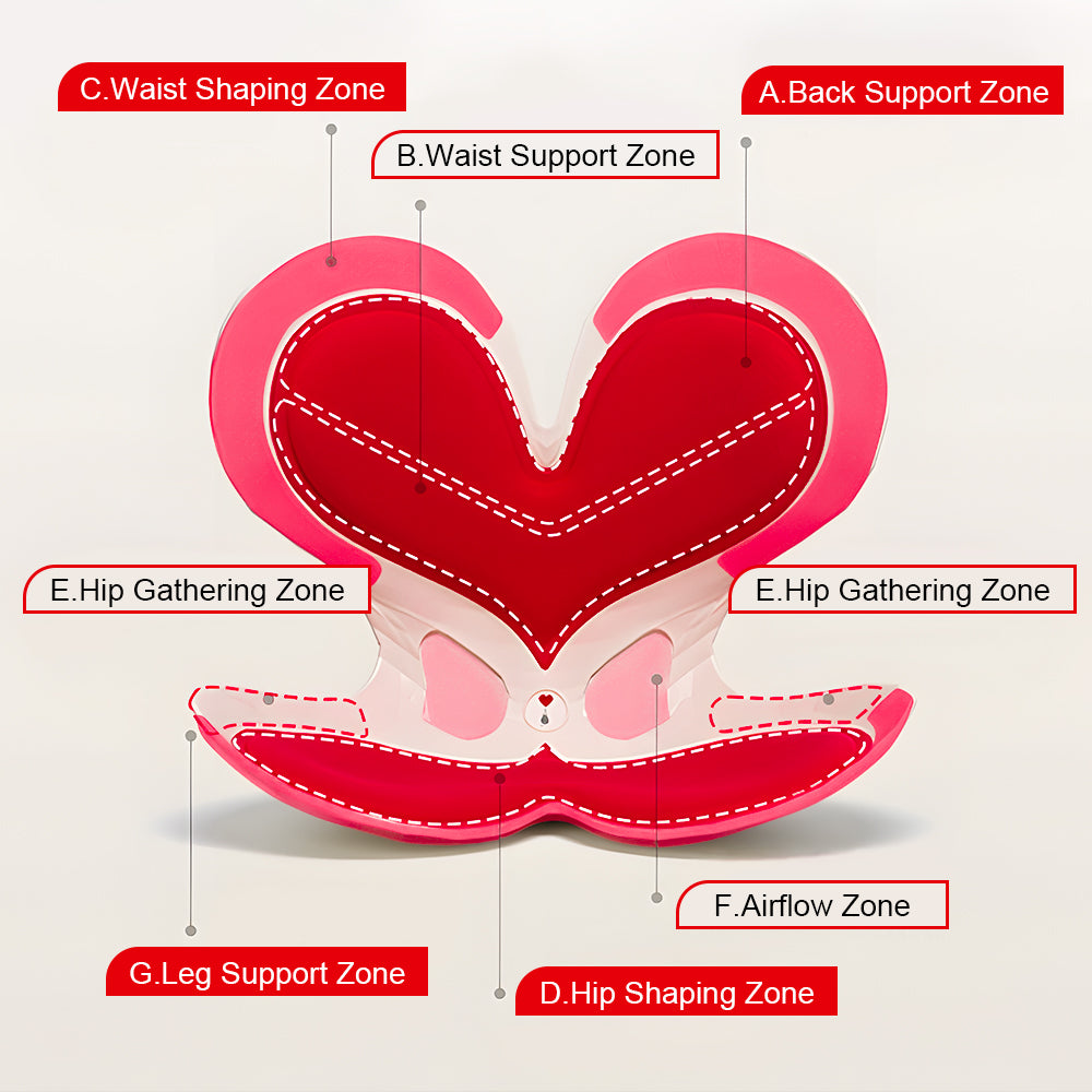 BKT Cushion Portable Ergonomic Lower Back Seat Lumbar Support Chair Posture Correction Max Load 110kg for Home Office Chair and Floor Seat Red Heart Design — image 6