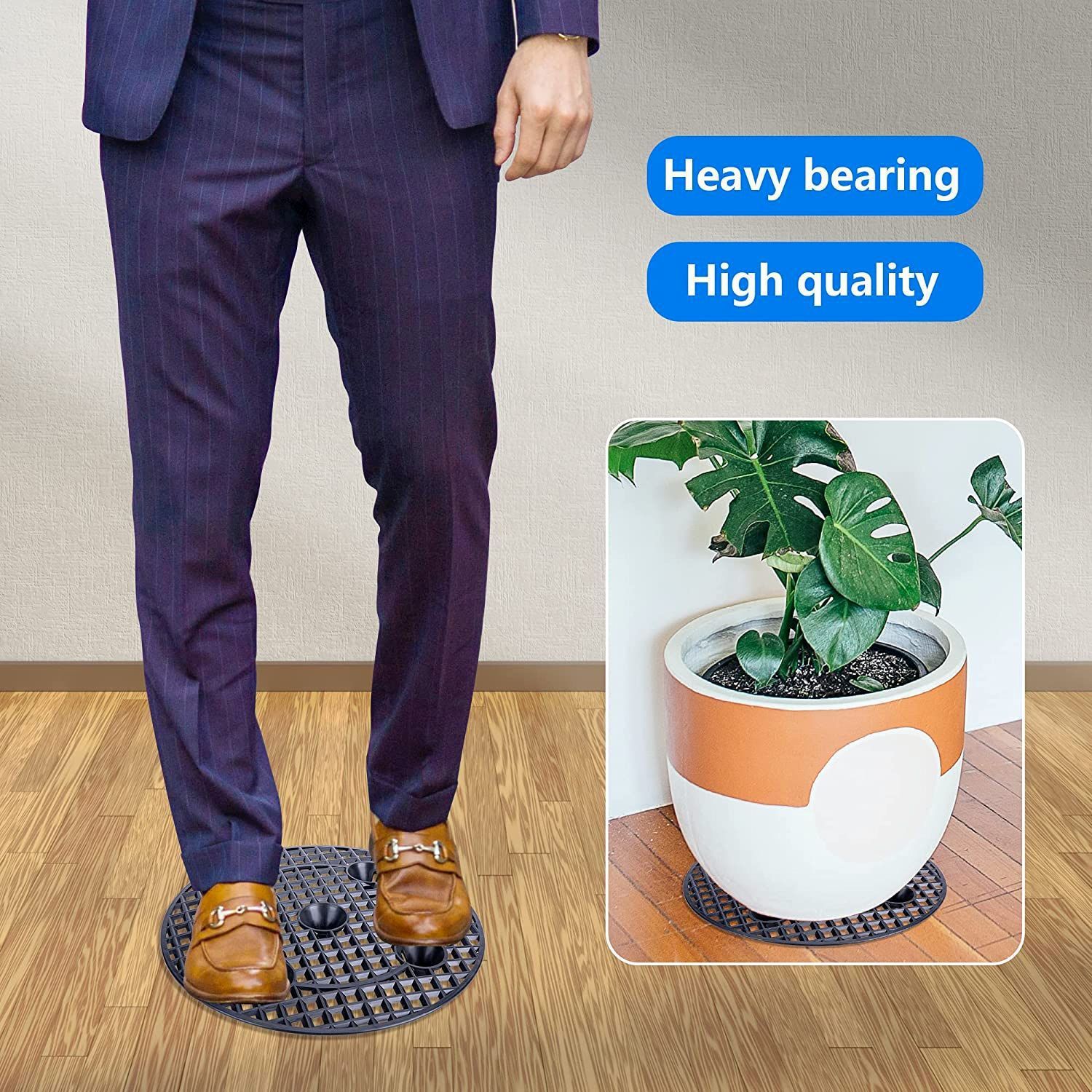 2Pack Large Plant Level Pot Elevator, Heavy Duty Plant Stands, Plant Pot Saucer for Prevent Rot and Damage on Patio & Deck — image 2