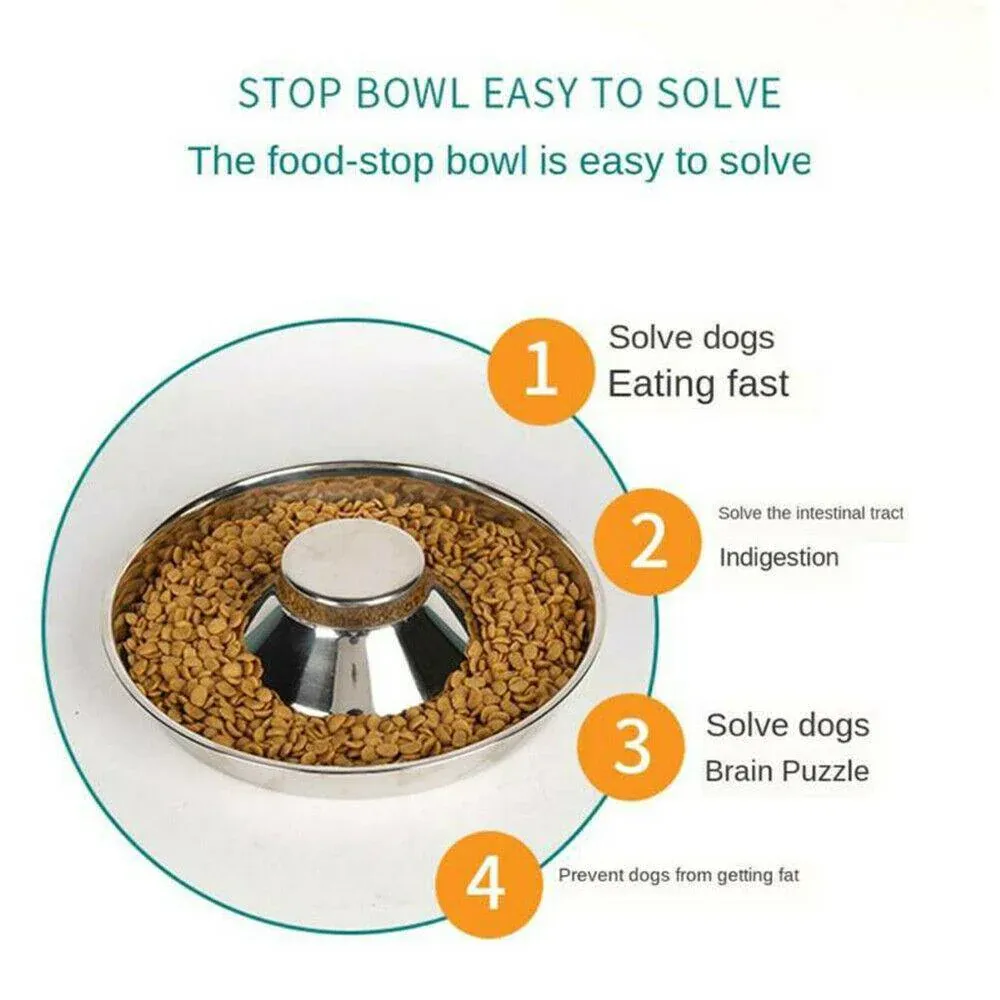 Stainless Steel Pet Bowl Slow Feeder Dish Puppy Dog Cat Food Feeding Weaning Bowl - M — image 5