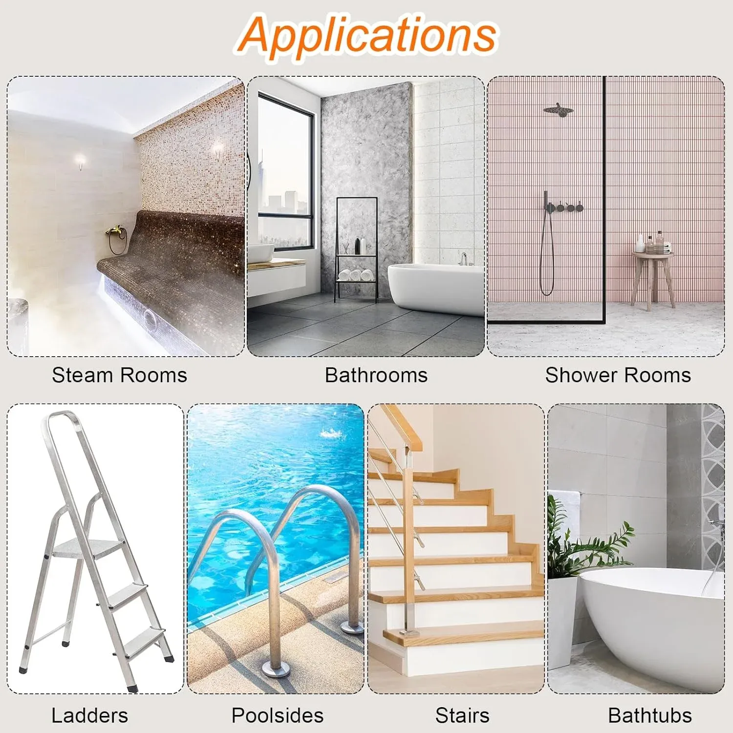 24 Pcs Bathtub Non Slip Stickers, Waterproof PEVA Shower Safety Treads with Scraper, Blue — image 4