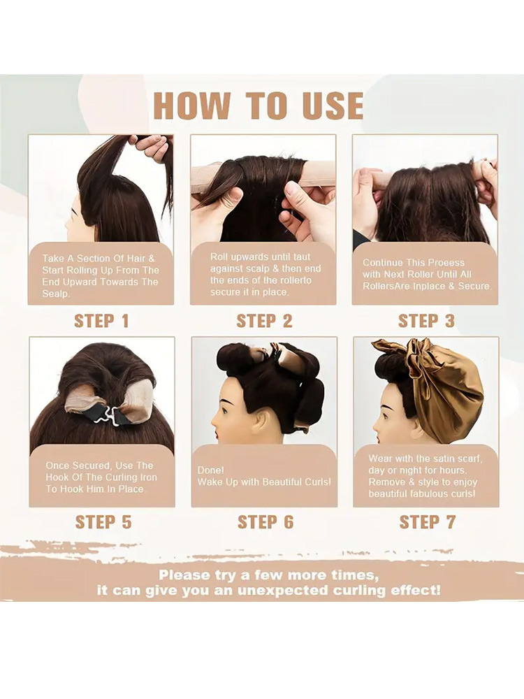 Grey Heatless Hair Curler 2 Pack with Satin Scarf and Soft Sponge Rollers for Overnight Big Waves Damage-Free Styling Solution for Local Professionals โ image 3
