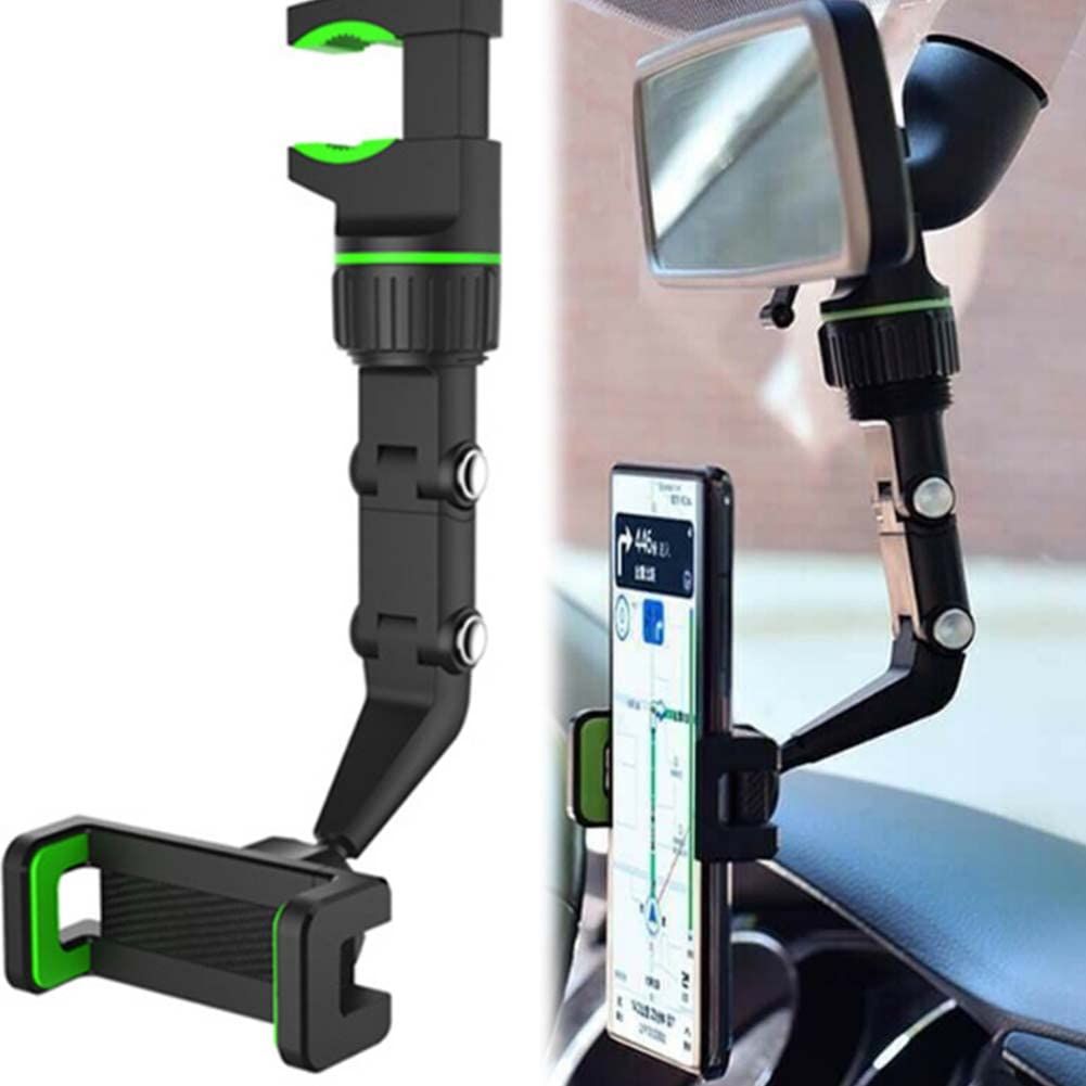 New 360° Rearview Mirror Phone Holder for Car Multifunctional Mount Phone and GPS Holder Universal Rotating Car Phone Holder — image 4