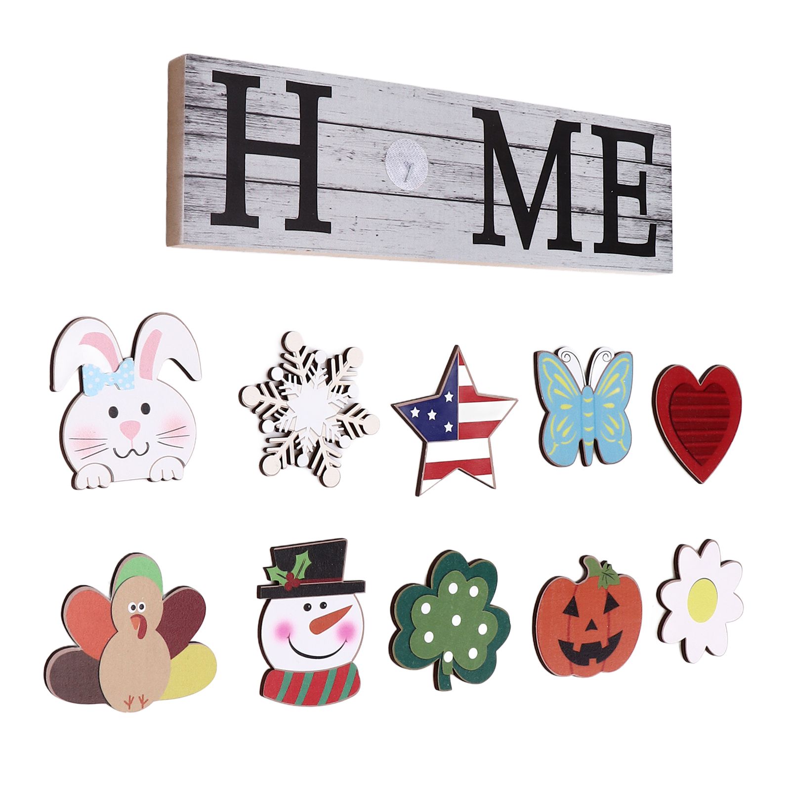 Wooden Country Home Decoration Welcome Sign Wall Decoration 10 Interchangeable Icons Letter Decoration Crafts — image 5