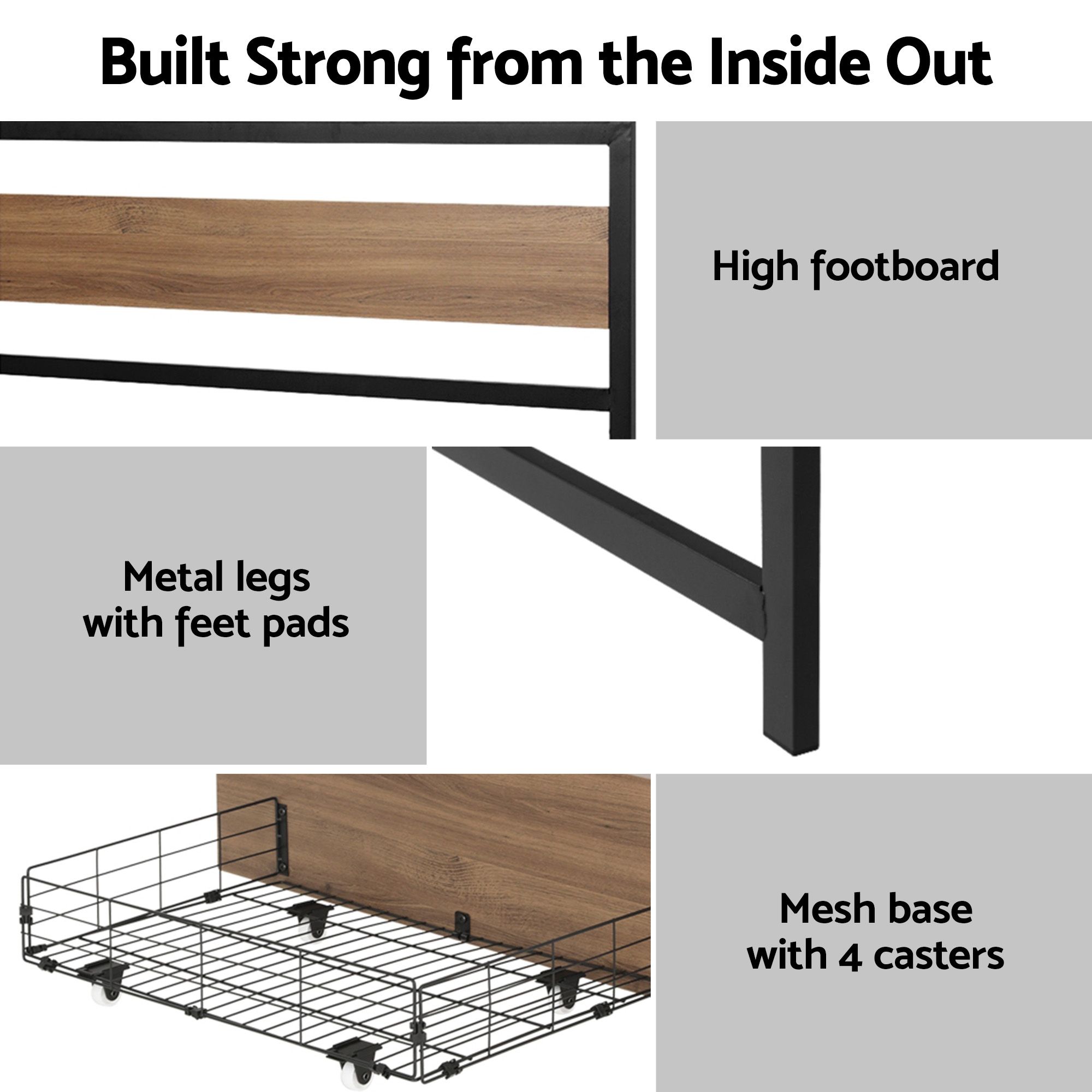 Giselle 18cm Queen Mattress Pillowtop and Artiss Metal Bed Frame Set With 2 drawers โ image 5