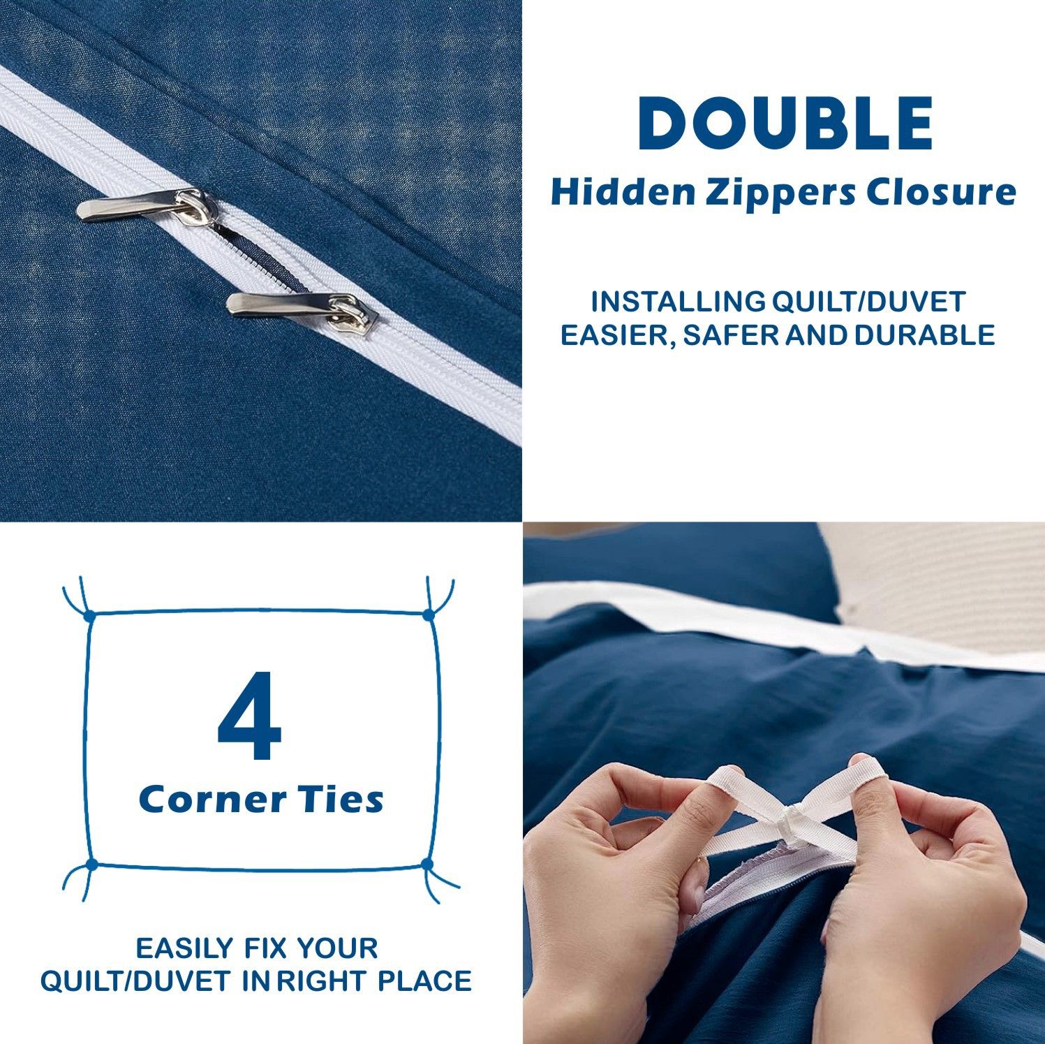 3 Piece Hotel Soft Microfiber Quilt Cover Set-2000TC Duvet/Donna Cover Set & Pillowcases -1 Quilt Cover Zipper Closure & 1 x Pillowcases-Breathable Bedding — image 3