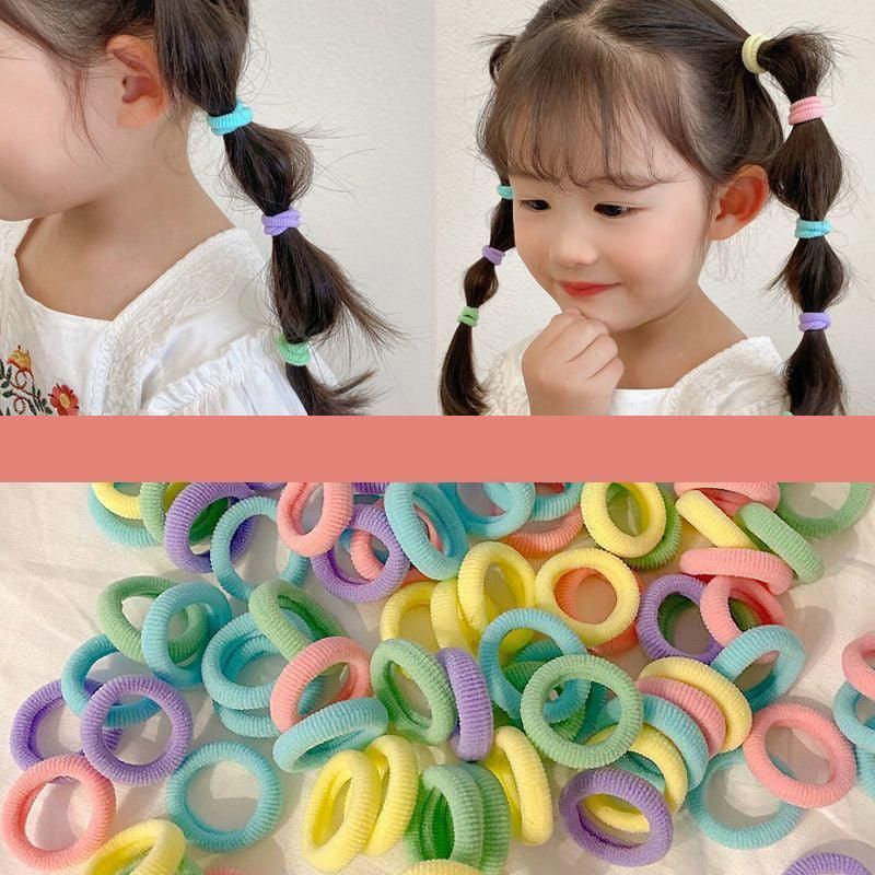 100PCS Colorful Elastic Hair Ties for Girl Ponytails High Stretch Hair Bands Set - Spring โ image 4