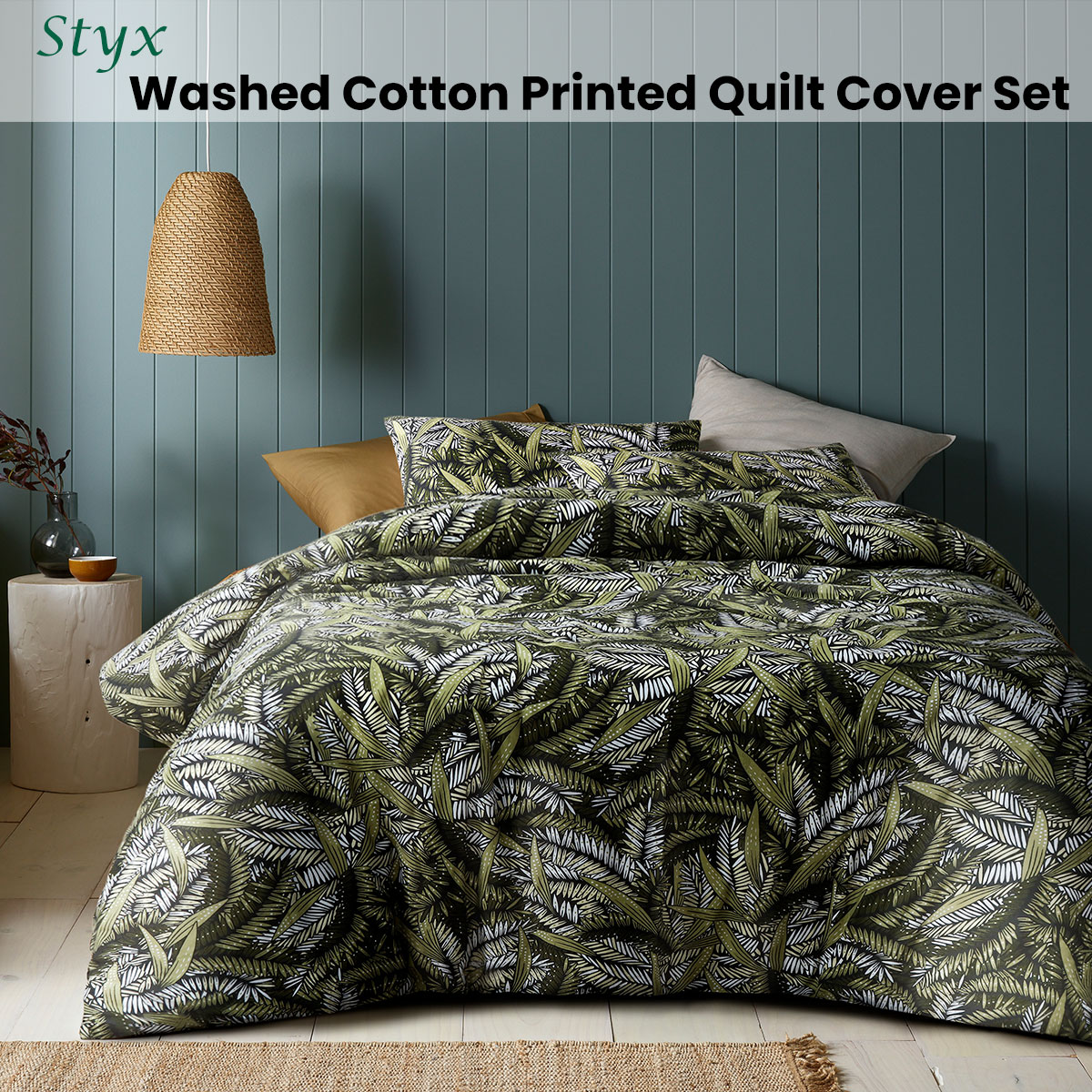 Accessorize Styx Washed Cotton Printed Quilt Cover Set Queen — image 2