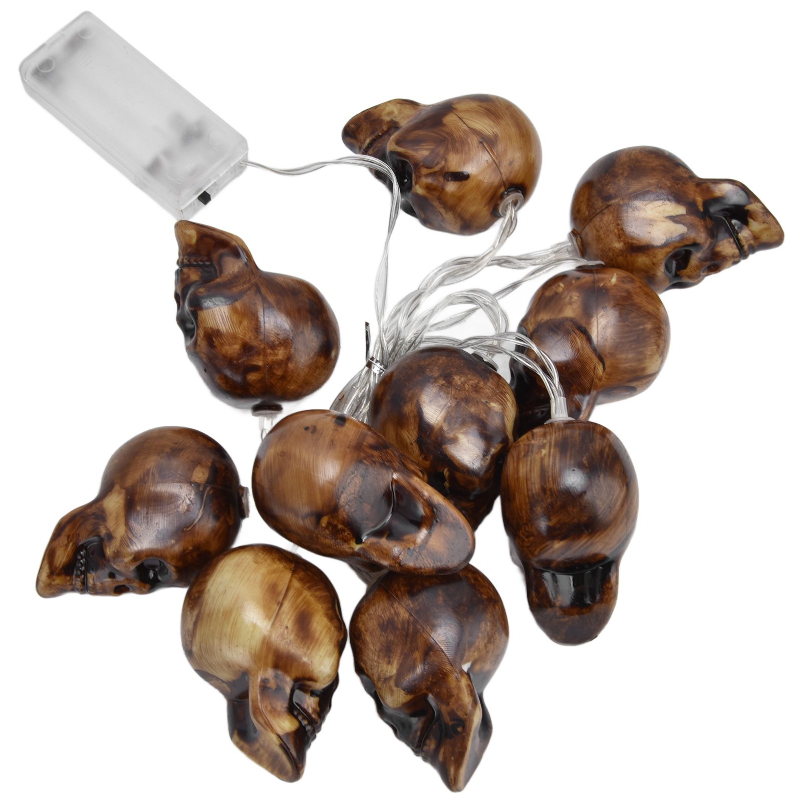 LED Skull String Light 10LEDs Horrible Lifelike Battery Powered Halloween Light for Outdoor Party Yard — image 2