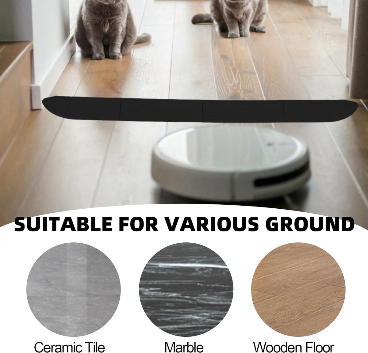 Threshold ramp - 68 × 5 cm - Threshold ramp for robot vacuum cleaner - Rubber Ramp - Threshold plate - Adjustable - Ramp - for robot vacuum cleaners — image 4