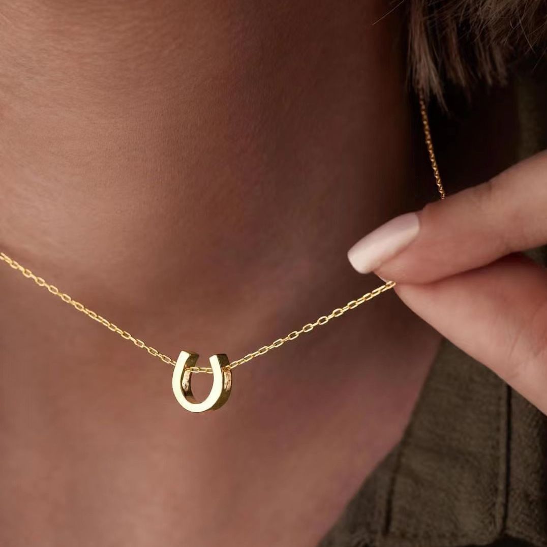 Gold Silver Horseshoe Necklace Good Luck Amulet Necklace for Woman Best Friend Jewelry Gifts Clavicular chain — image 3