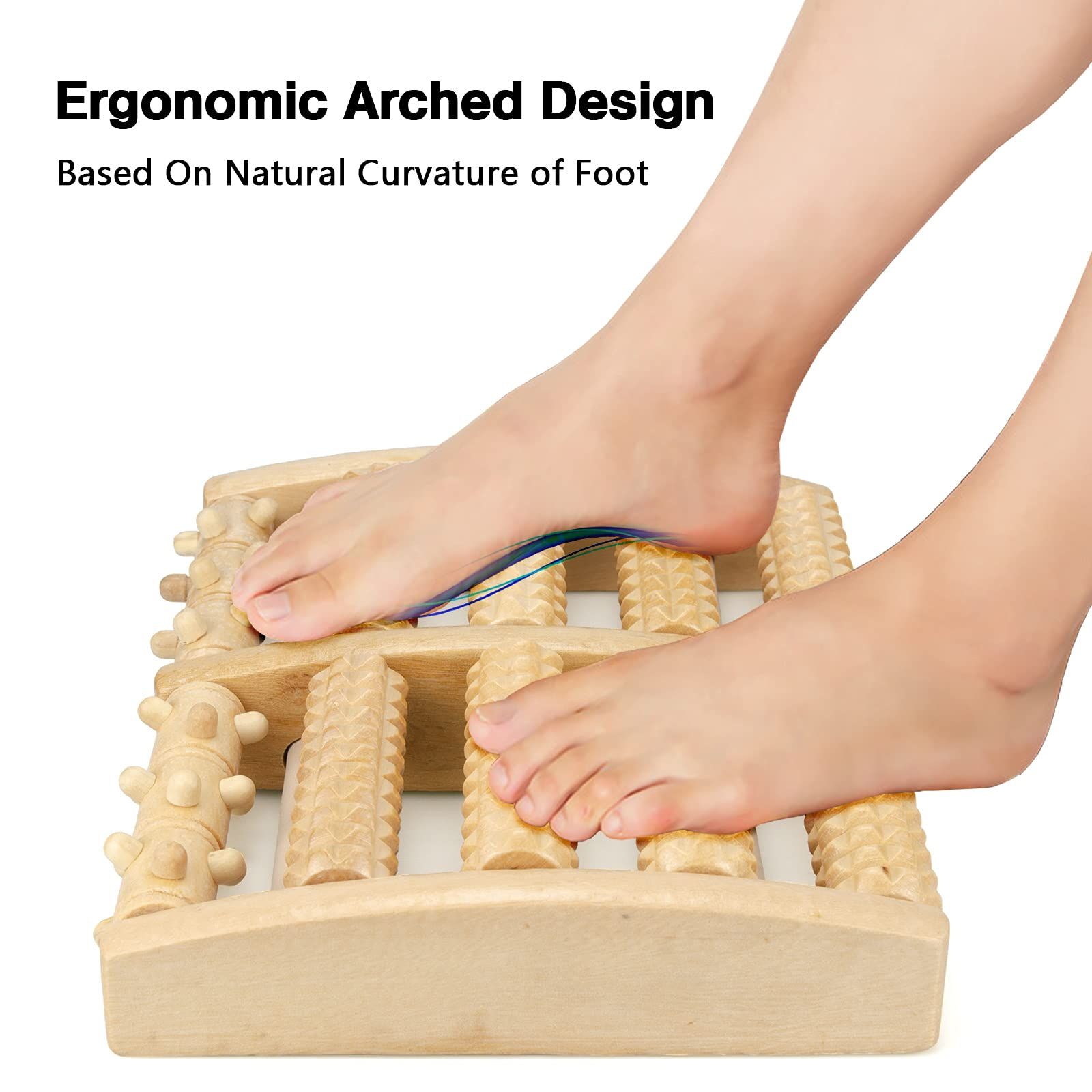 Wooden foot massage roller, bipedal massage roller, pain, and plantar fasciitis — image 3